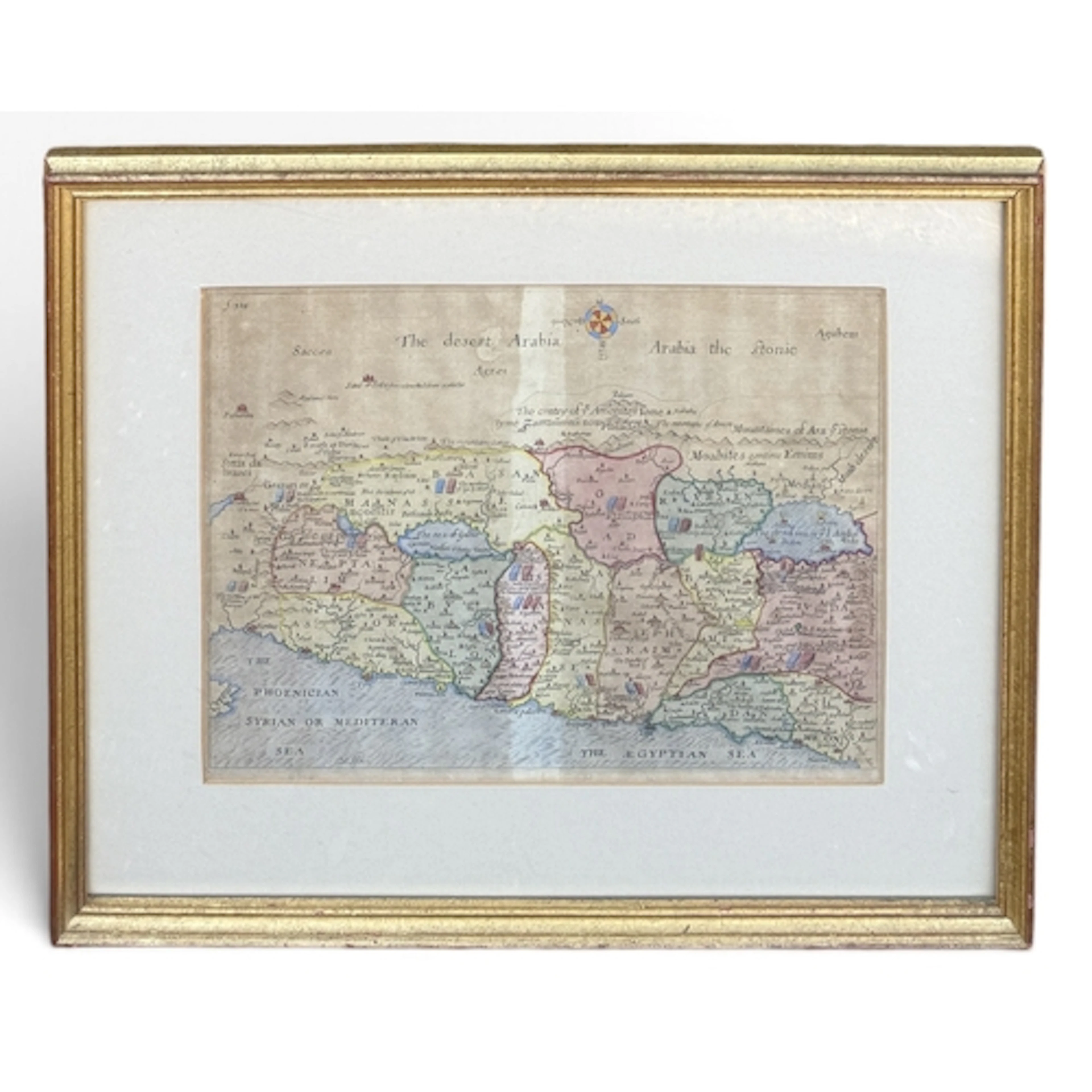 A 17TH CENTURY MAP: THE DESERT ARABIA Map of the Holy Land. ...