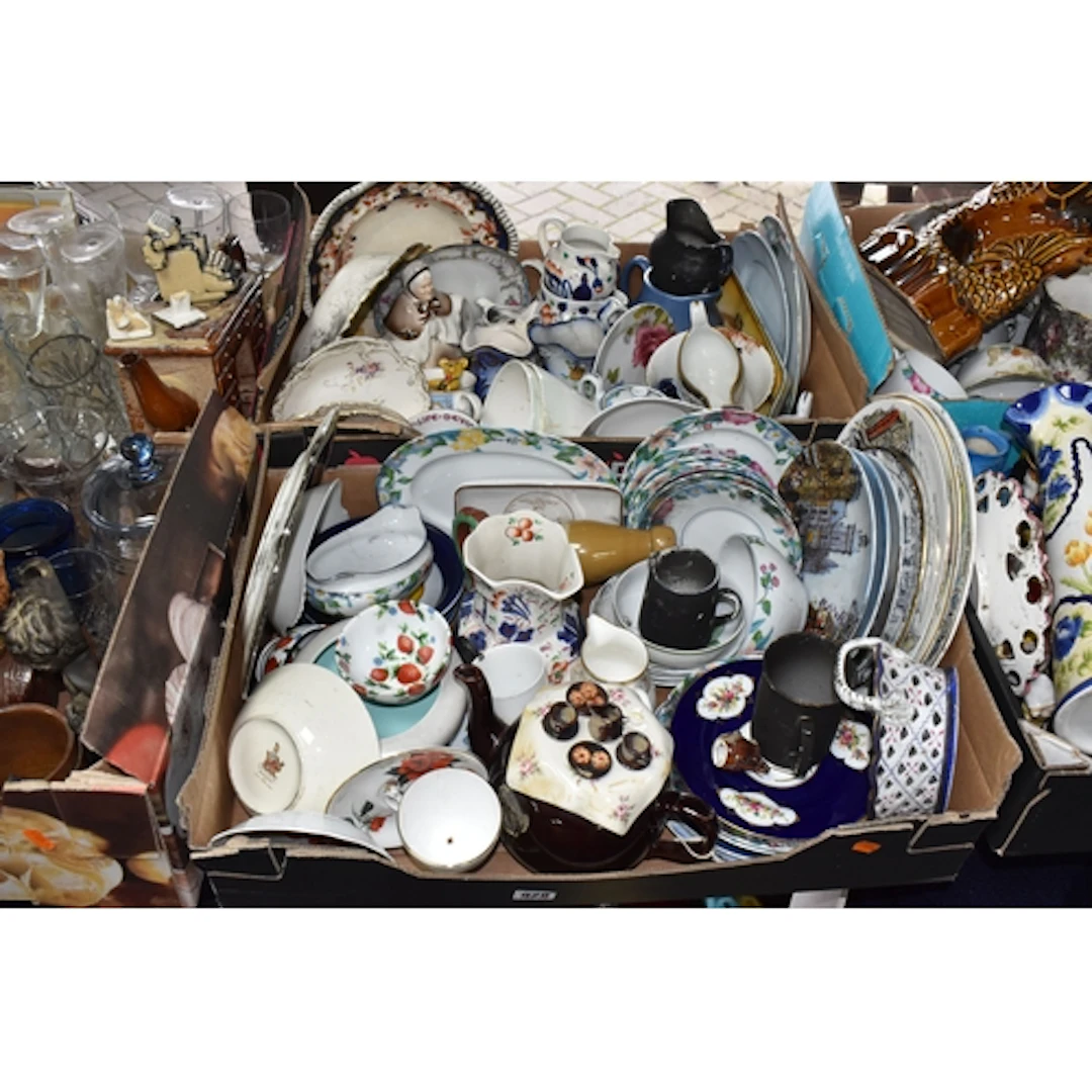 SIX BOXES OF MIXED CERAMICS AND GLASSWARE to include a group...
