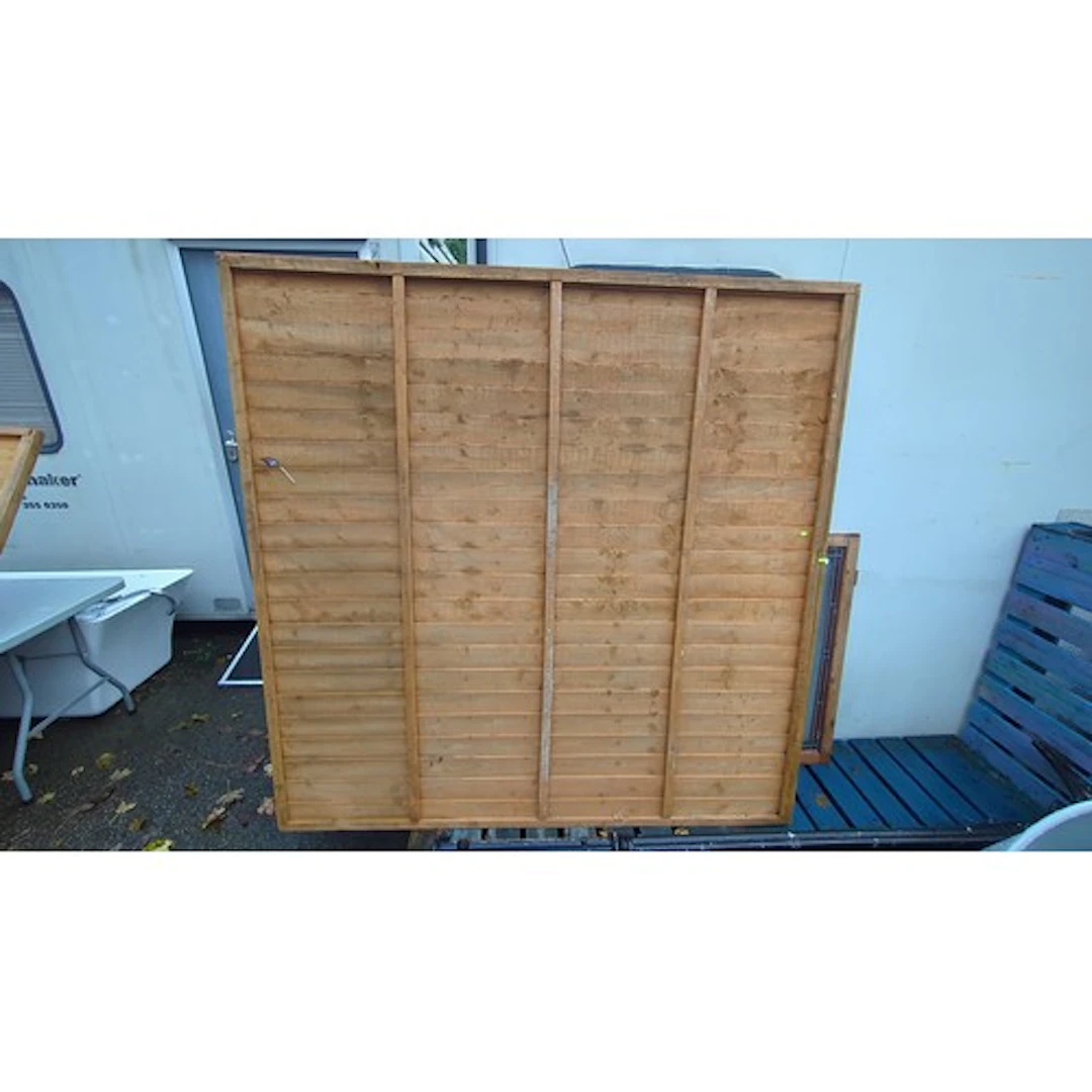 4 x timber garden fence panels, each with horizontal overlap...