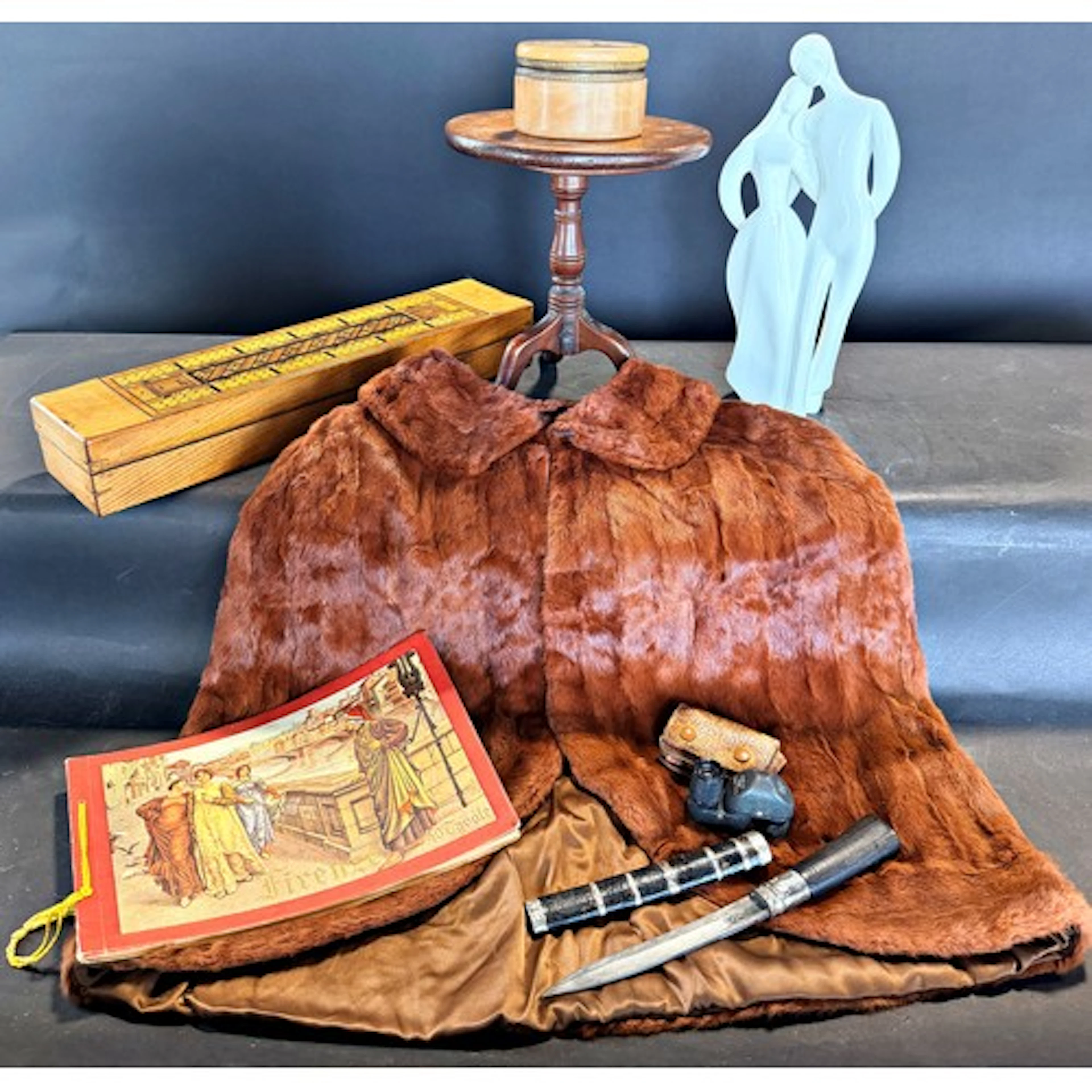 A collection of various items to include a miniature mahogan...