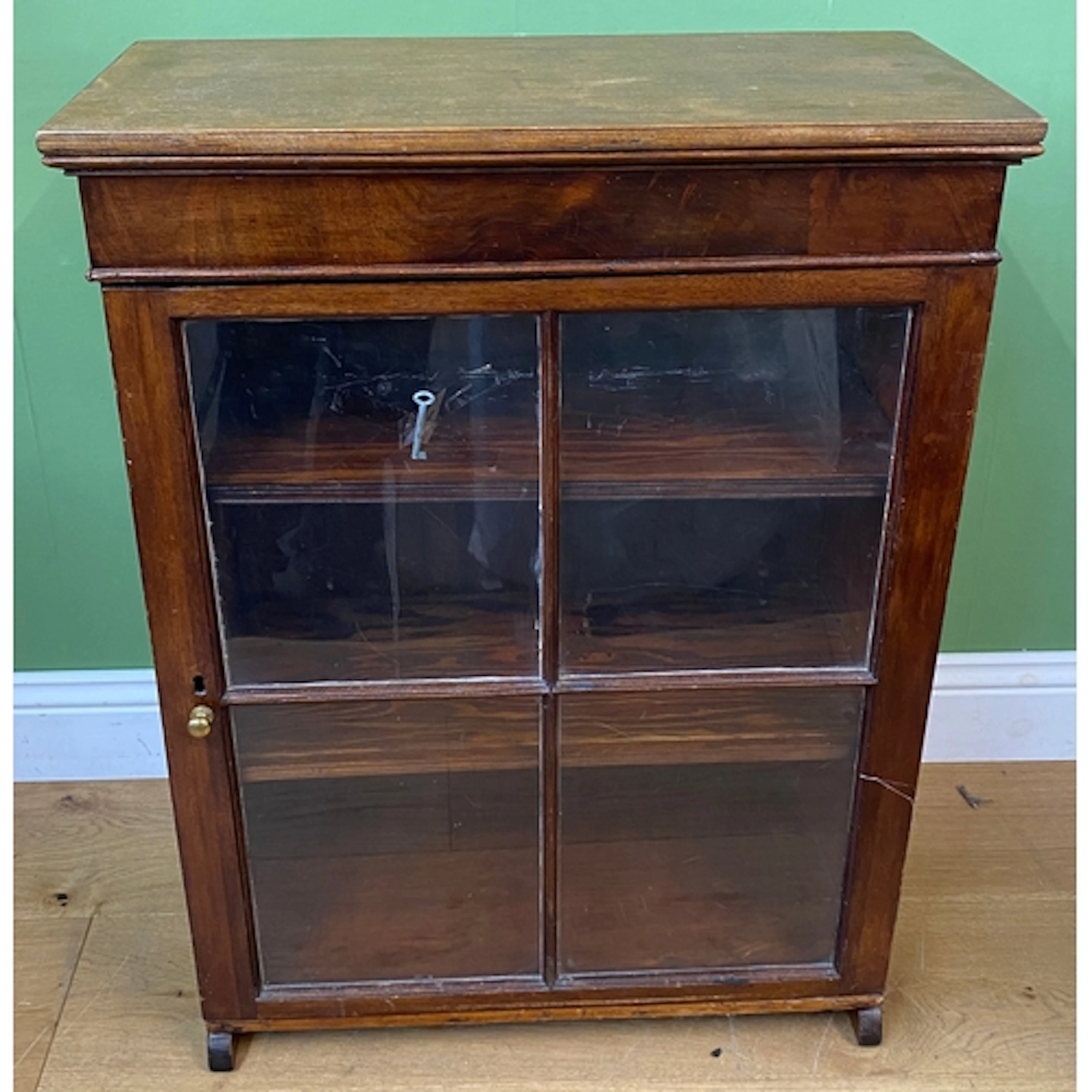 A small glazed cupboard or bookcase, 65x88cmH; together with...