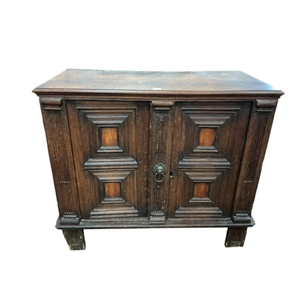 A 17th century and later Flemish oak side cabinet, width 116...