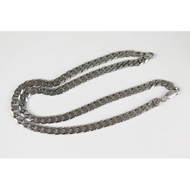 A silver flat curb link necklace, 42.5cm, 32.8g