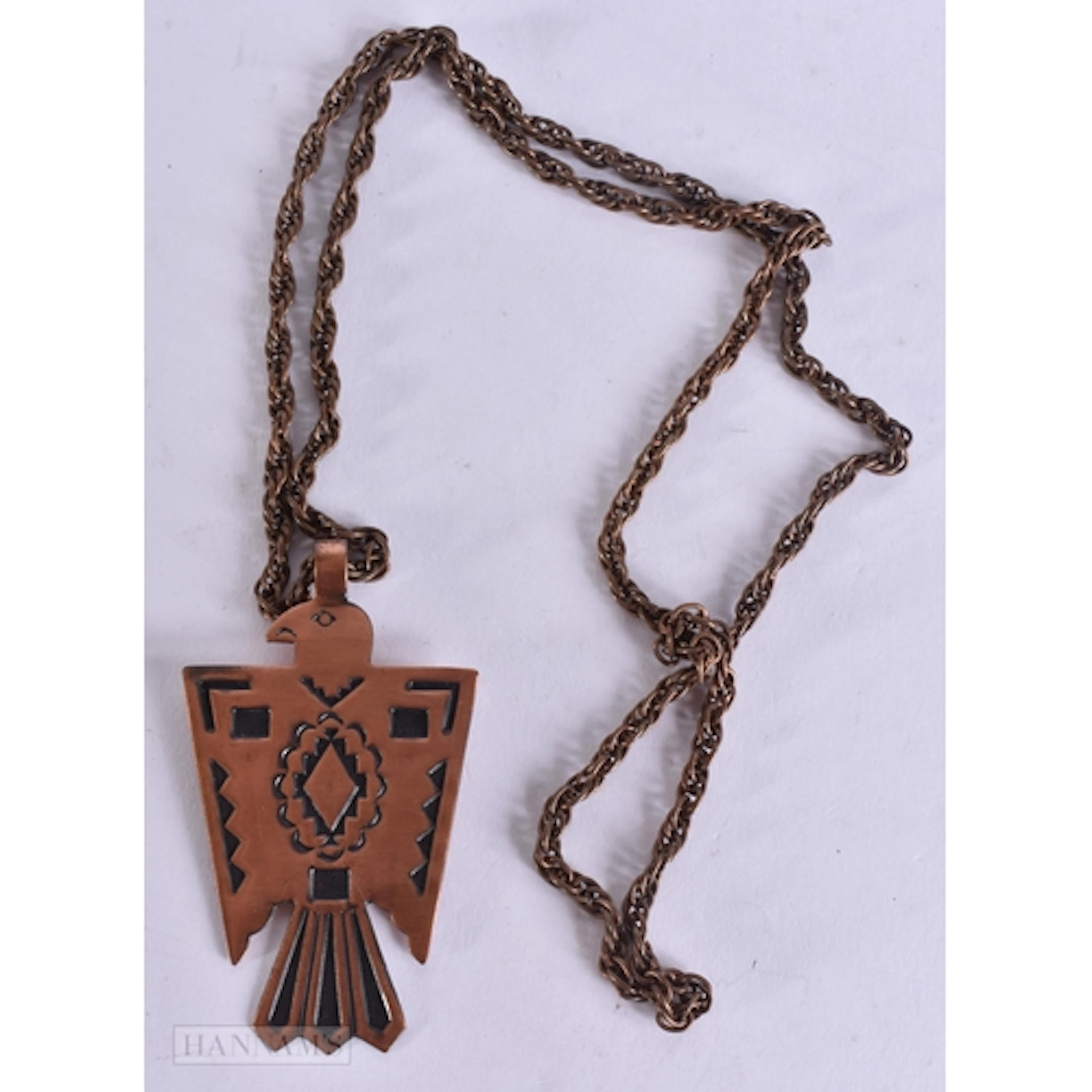 A Vintage Bell Trading Post Thunderbird Necklace with a Copp...