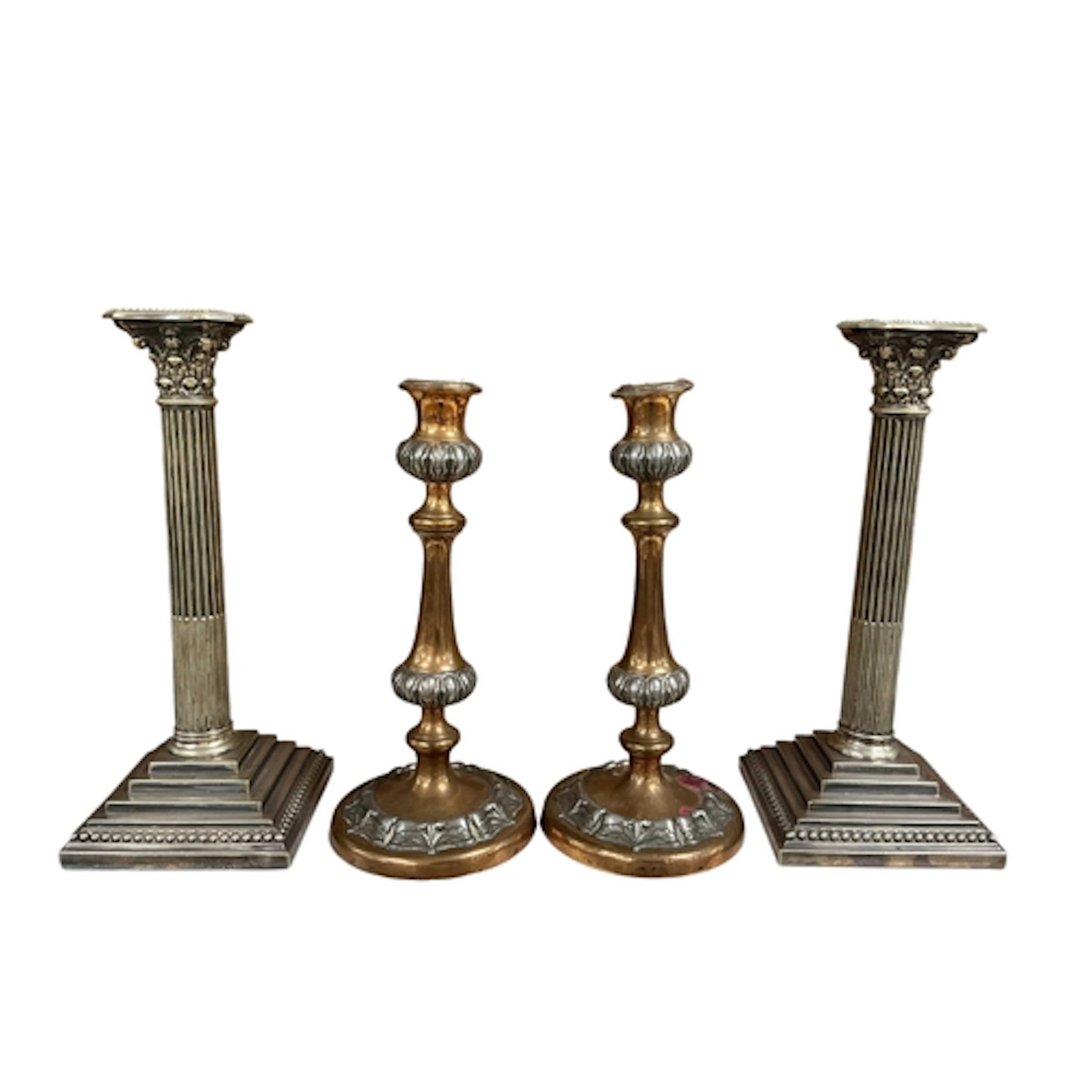 A pair of late Victorian silver plated Corinthian column can...