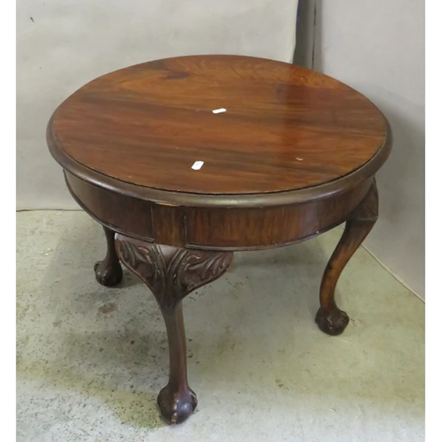 Walnut Veneered Circular Coffee Table, cabriole style suppor...
