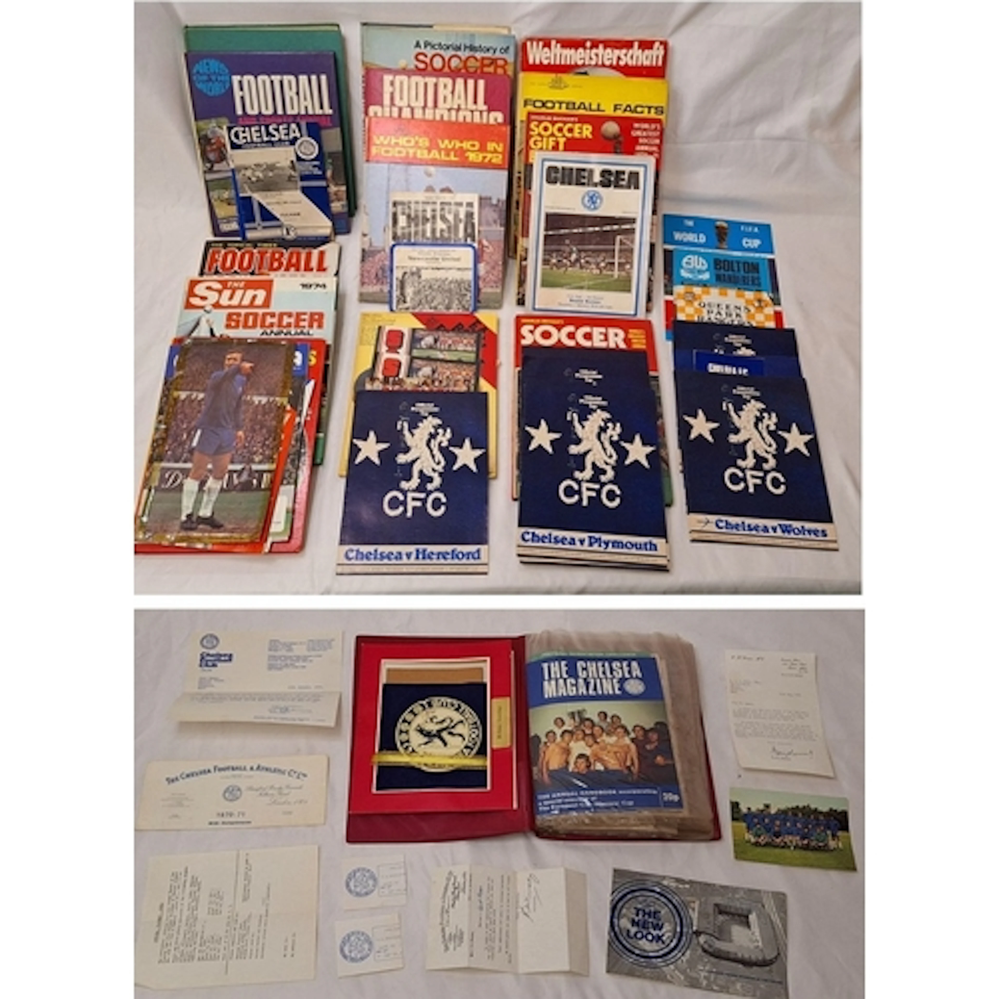 Football/Chelsea Memorabilia from the 1970s incl. signed bir...