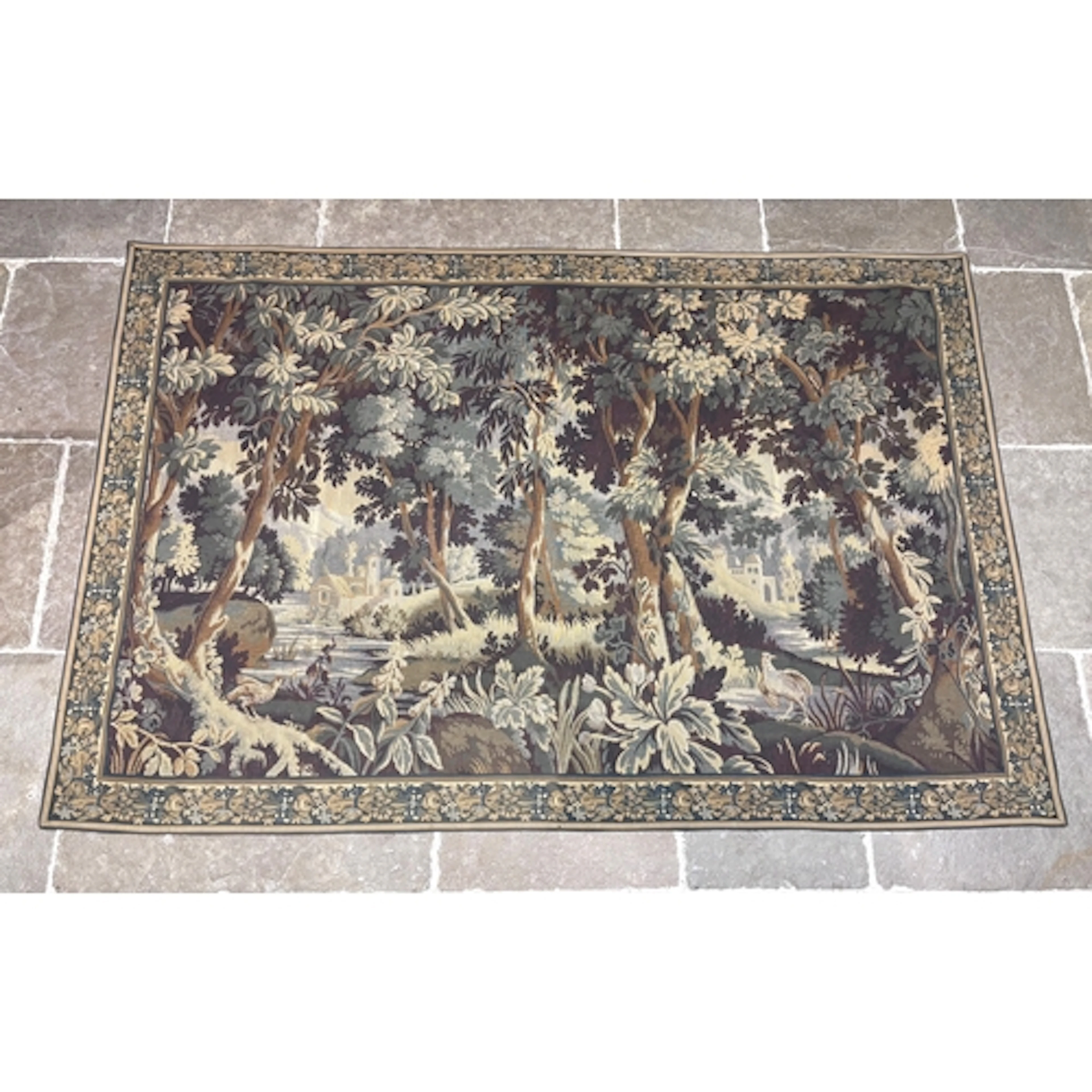 A French Verdure wall hanging wool tapestry, 20th century, w...