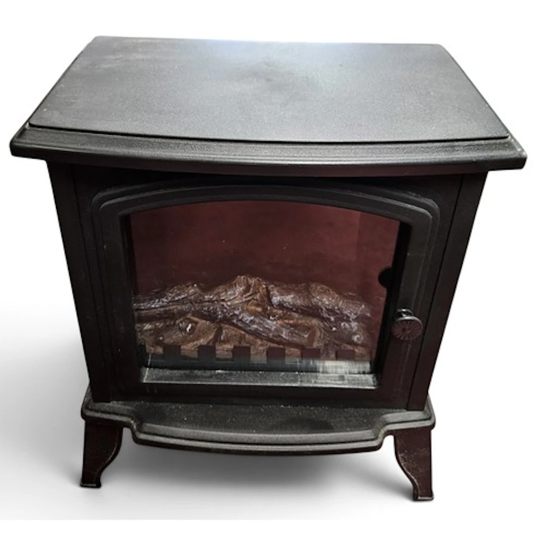 A neat sized flame effect electric heater. H 46 x 35 x 23 cm...