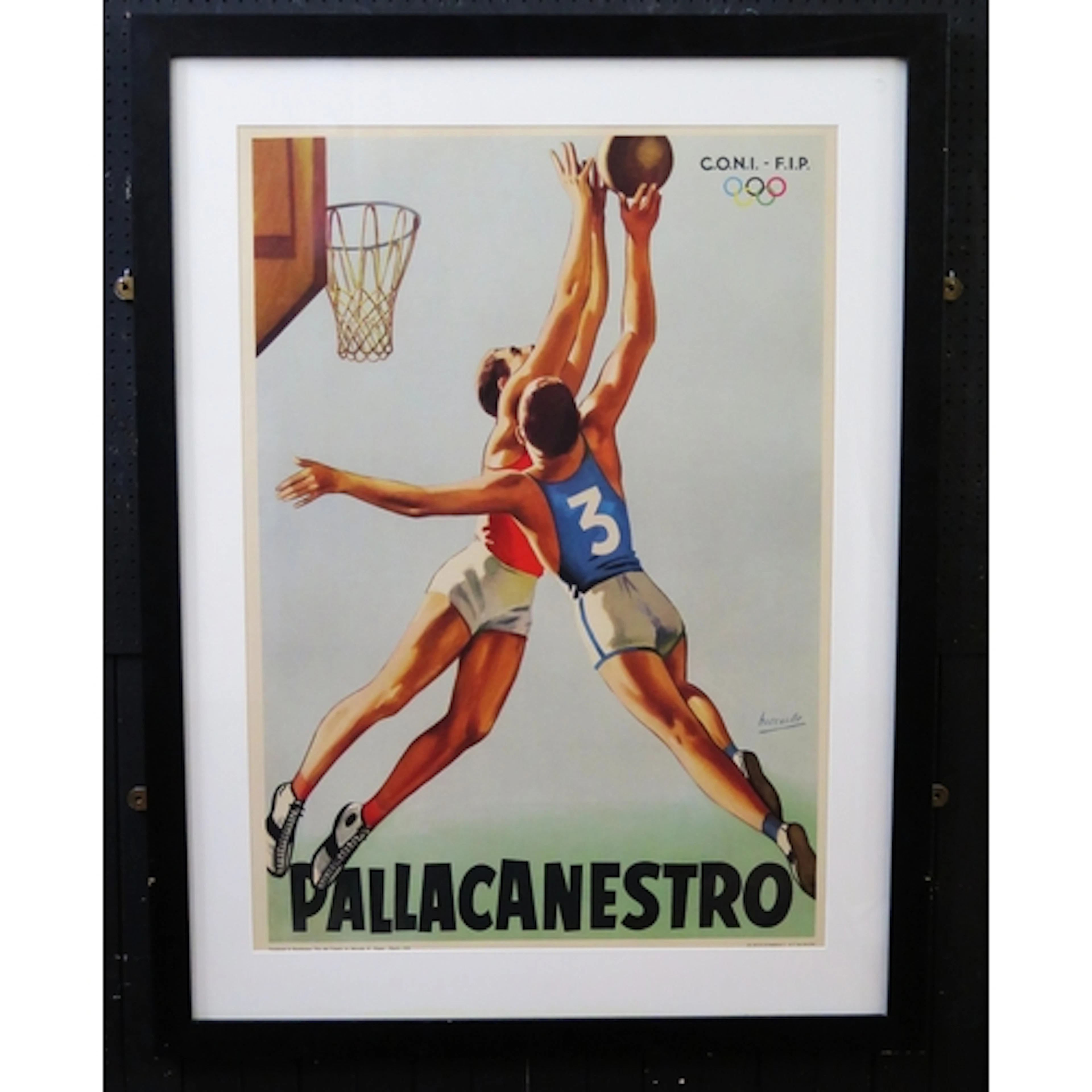 After Gino Boccasile "Pallacanestro" reproduction Rome Oly...