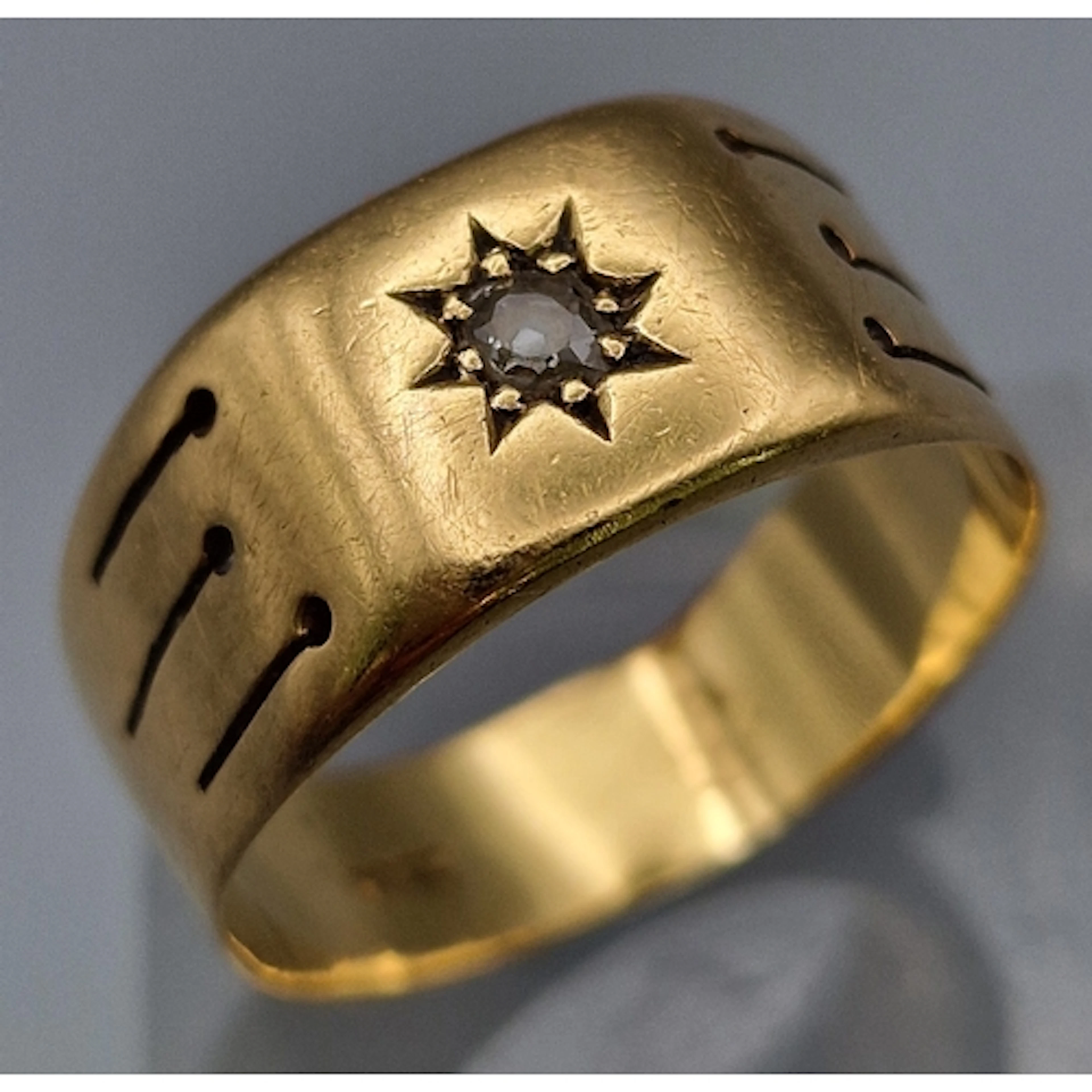 10ct gold signet ring set with tiny diamond chip. 6.5g appro...