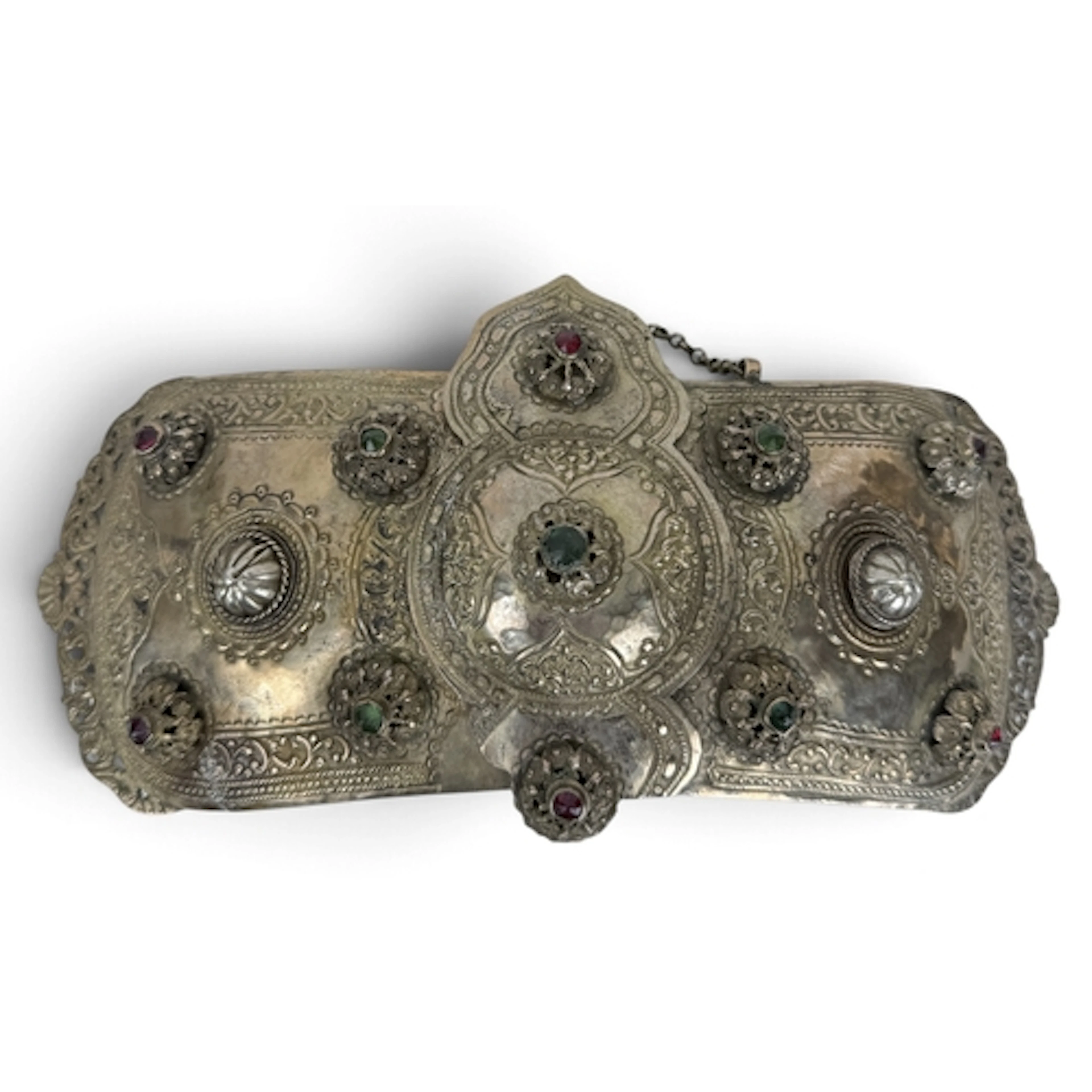 A 19TH C OTTOMAN GREEK GILDED SILVER ALLOY WAIST BUCKLE, INS...