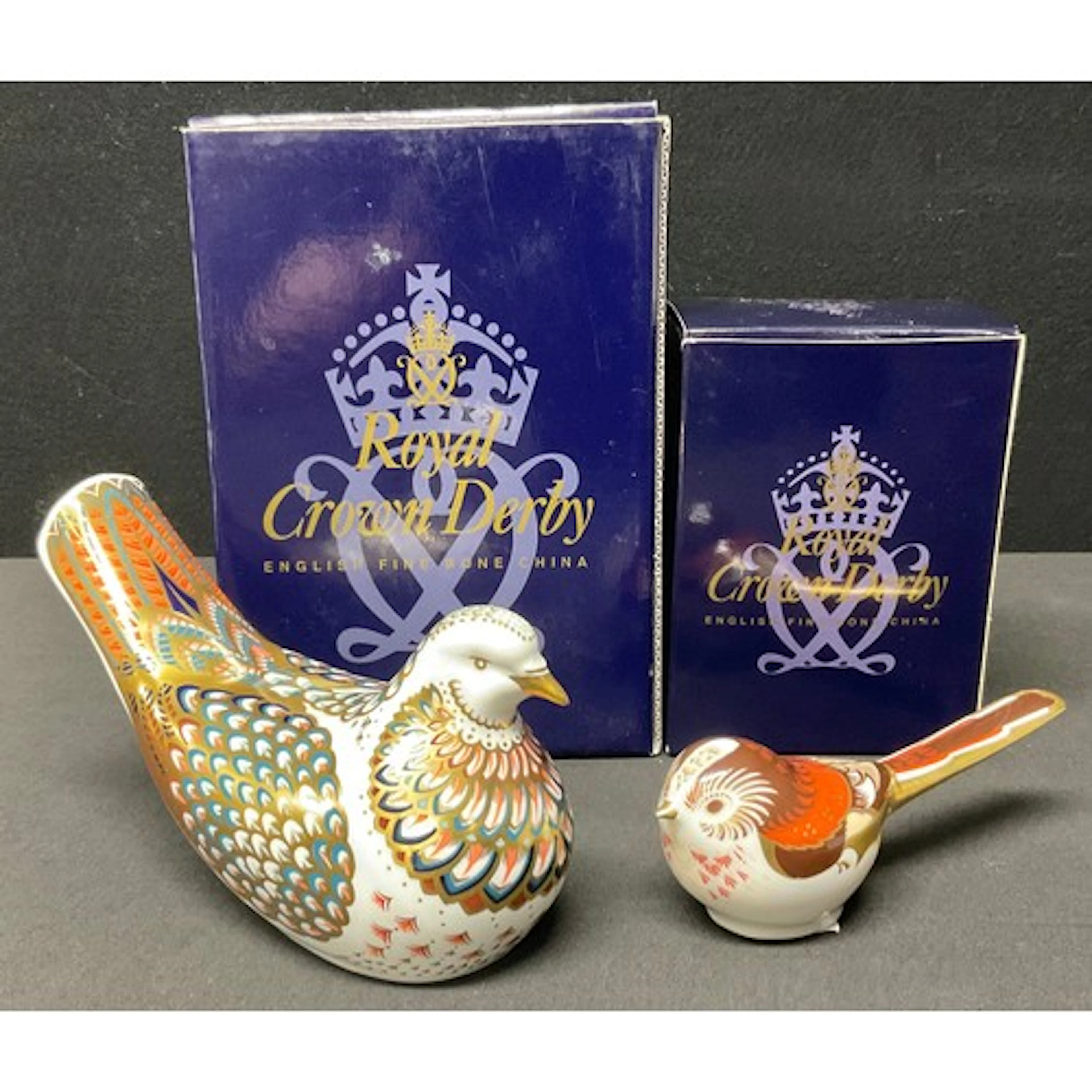 Royal Crown Derby Paperweights - Turtle Dove, Long Tailed Ti...