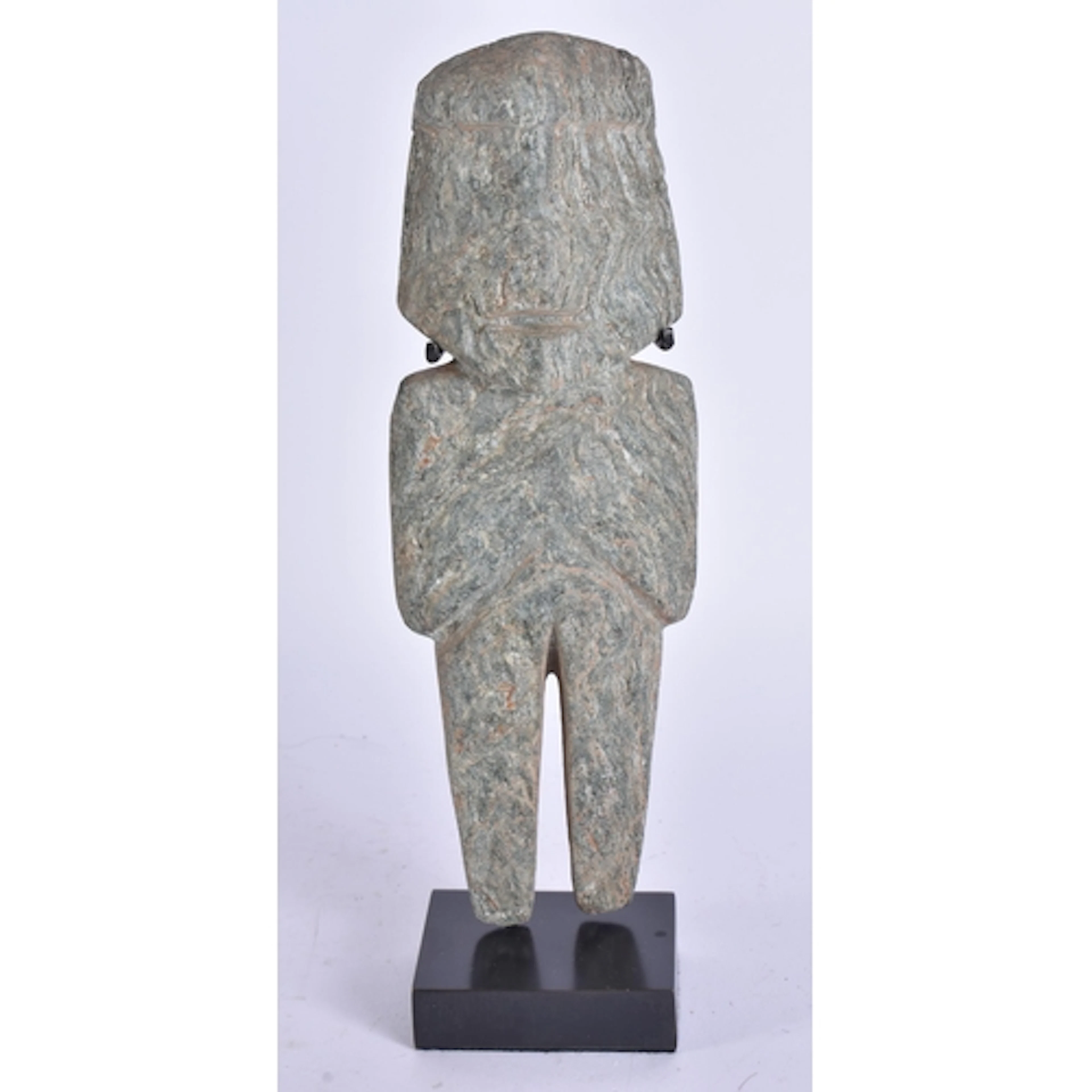 A RARE MEZCALA LATE PRECLASSIC PERIOD CARVED BLUE GREY CALCI...