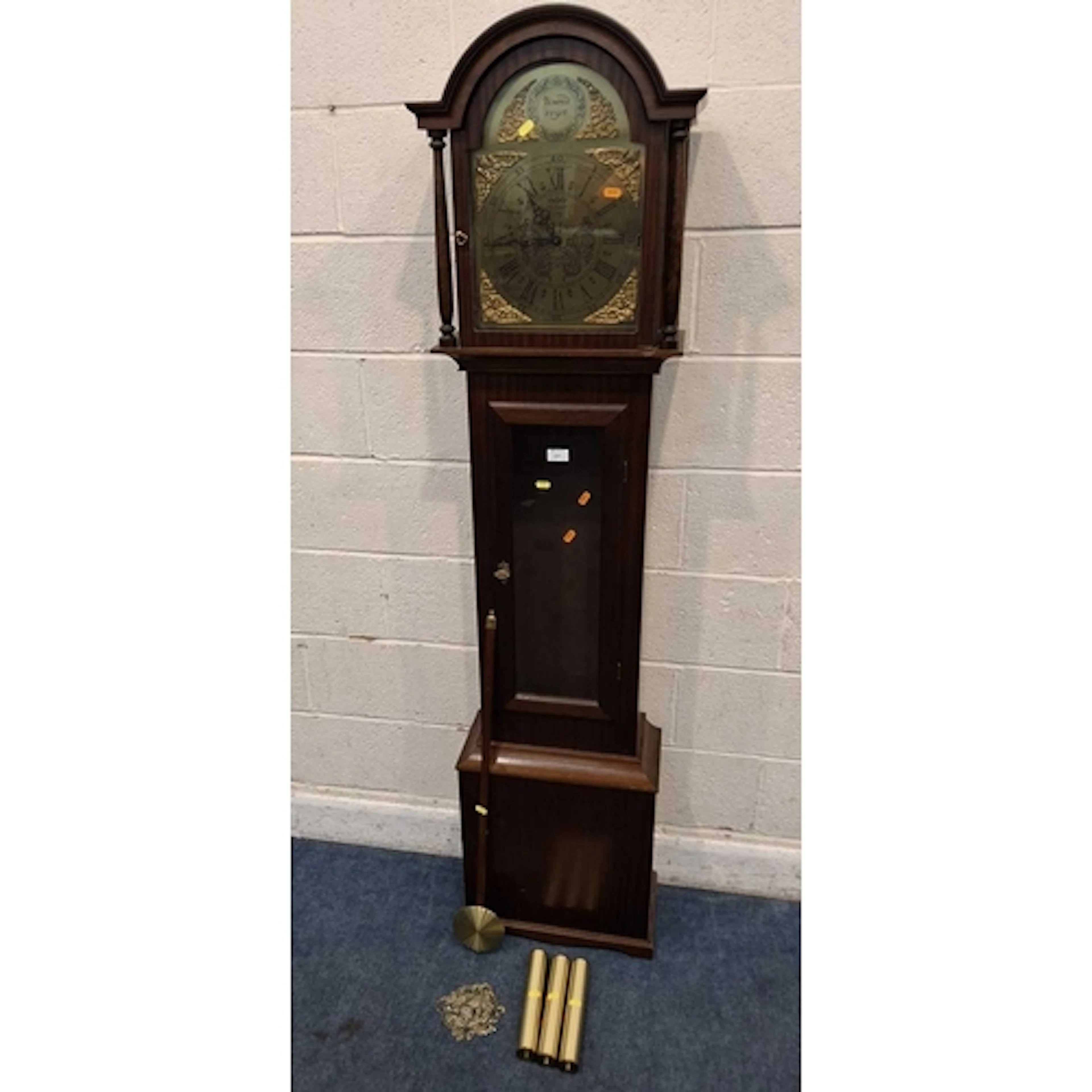 TEMPUS FUGIT, A REPRODUCTION MAHOGANY CASED LONGCASE CLOCK, ...