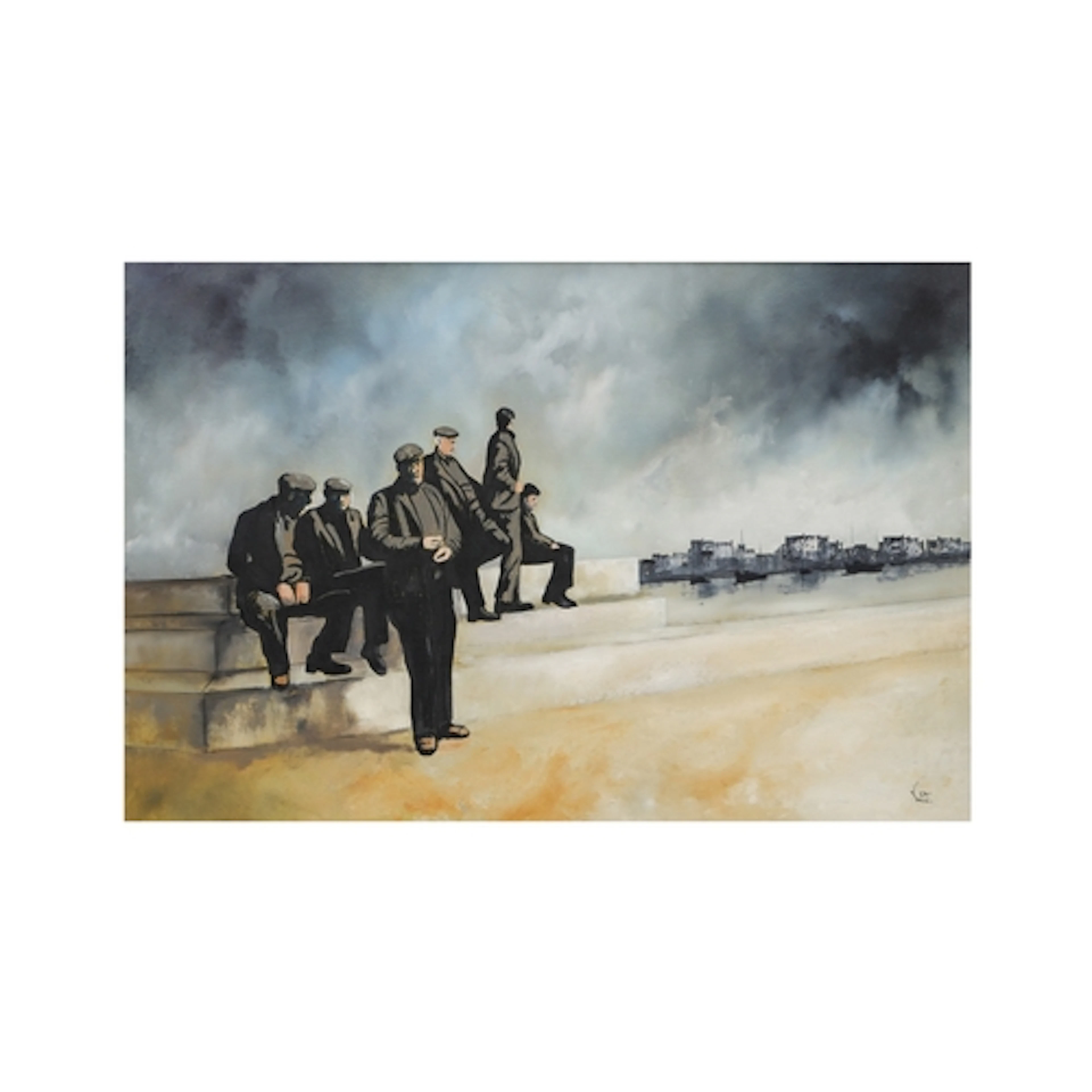RAYMOND KLEE (1925-2013), Untitled, A group of old men at th...