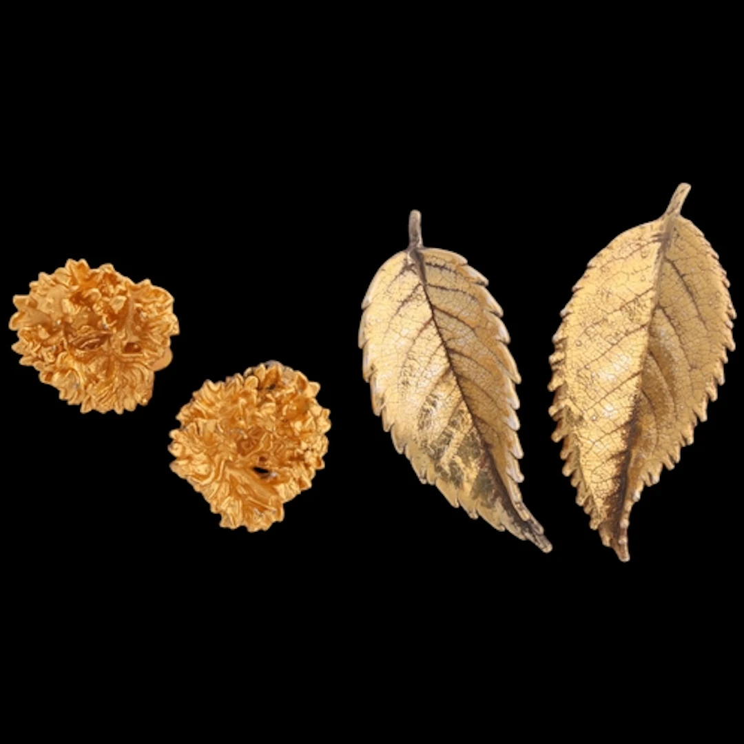 FLORA DANICA - 2 pairs of Danish vermeil sterling silver lea...