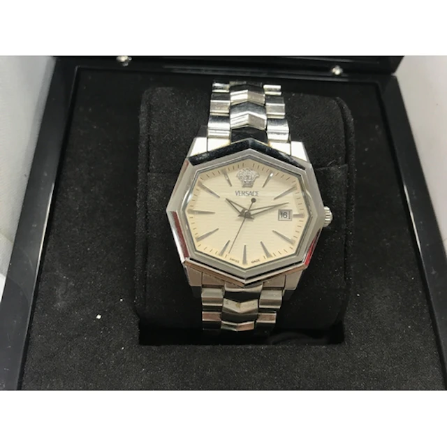 stainless steel Versace Atelier quartz watch featuring a dis...
