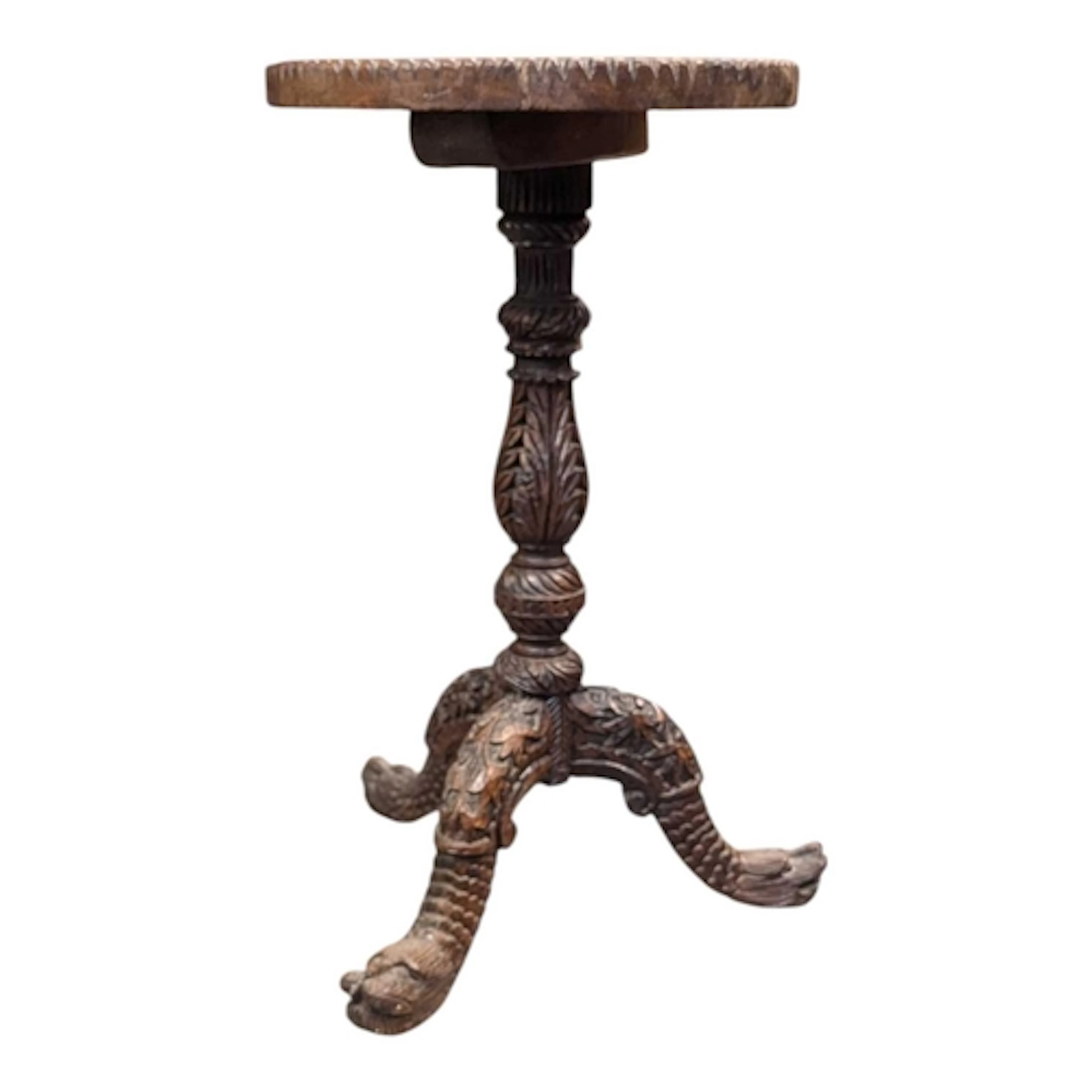 A 19th century Kasmir anglo indian carved side tabe. Circula...