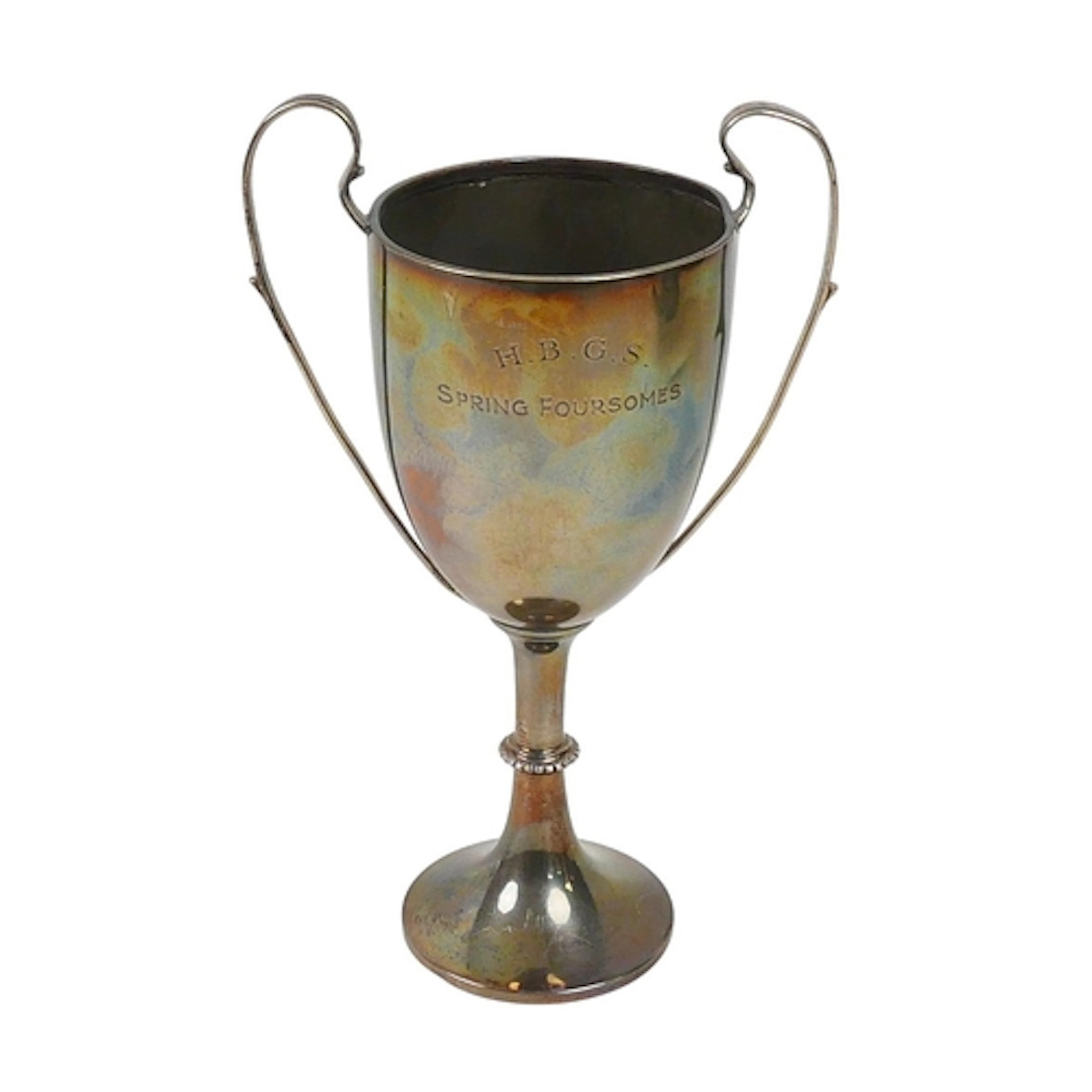 A GEORGE V SILVER TWIN HANDLED TROPHY FOR 'H.B.G.S. SPRING F...