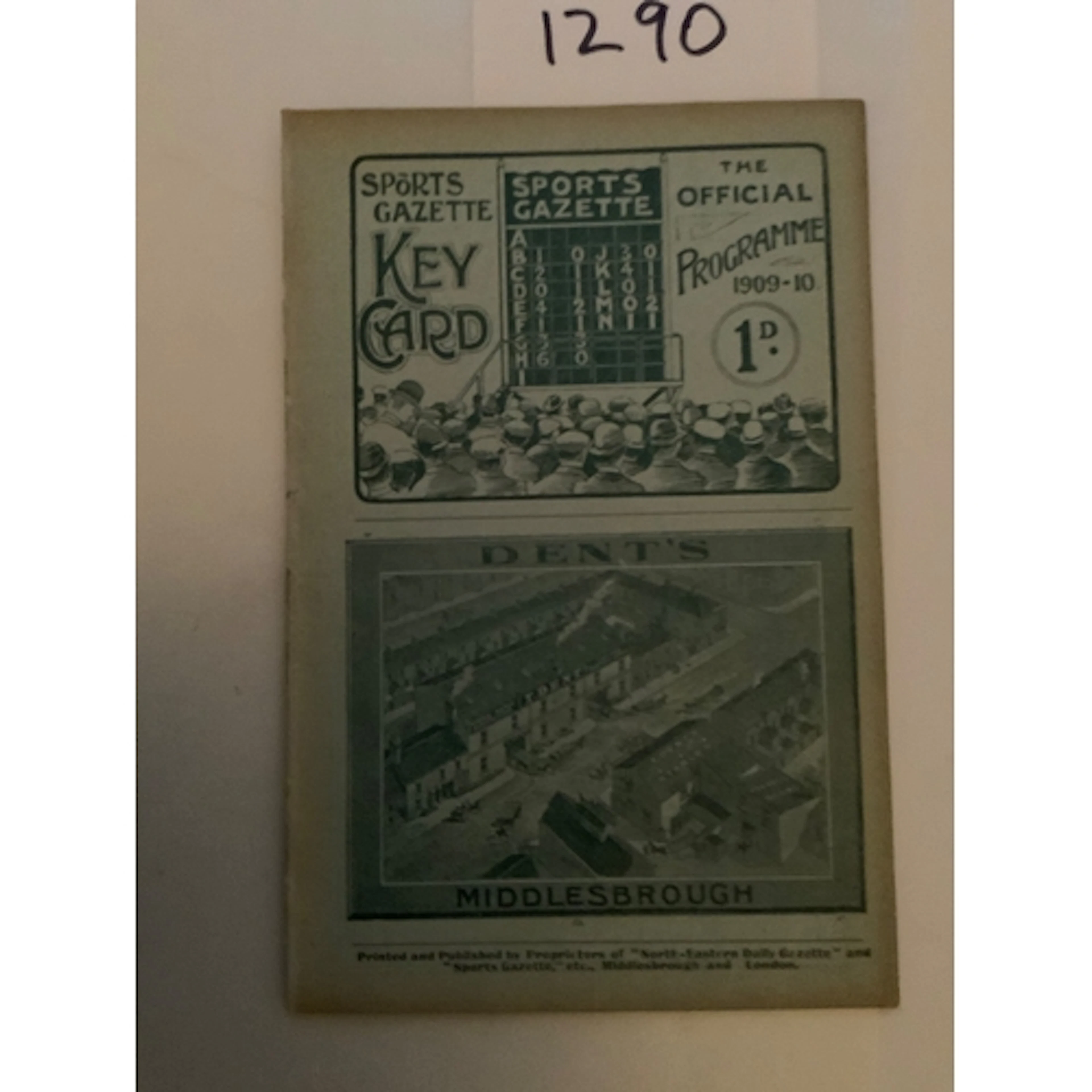 1909 - 1910 Middlesbrough v Chelsea Football Programme: Firs...