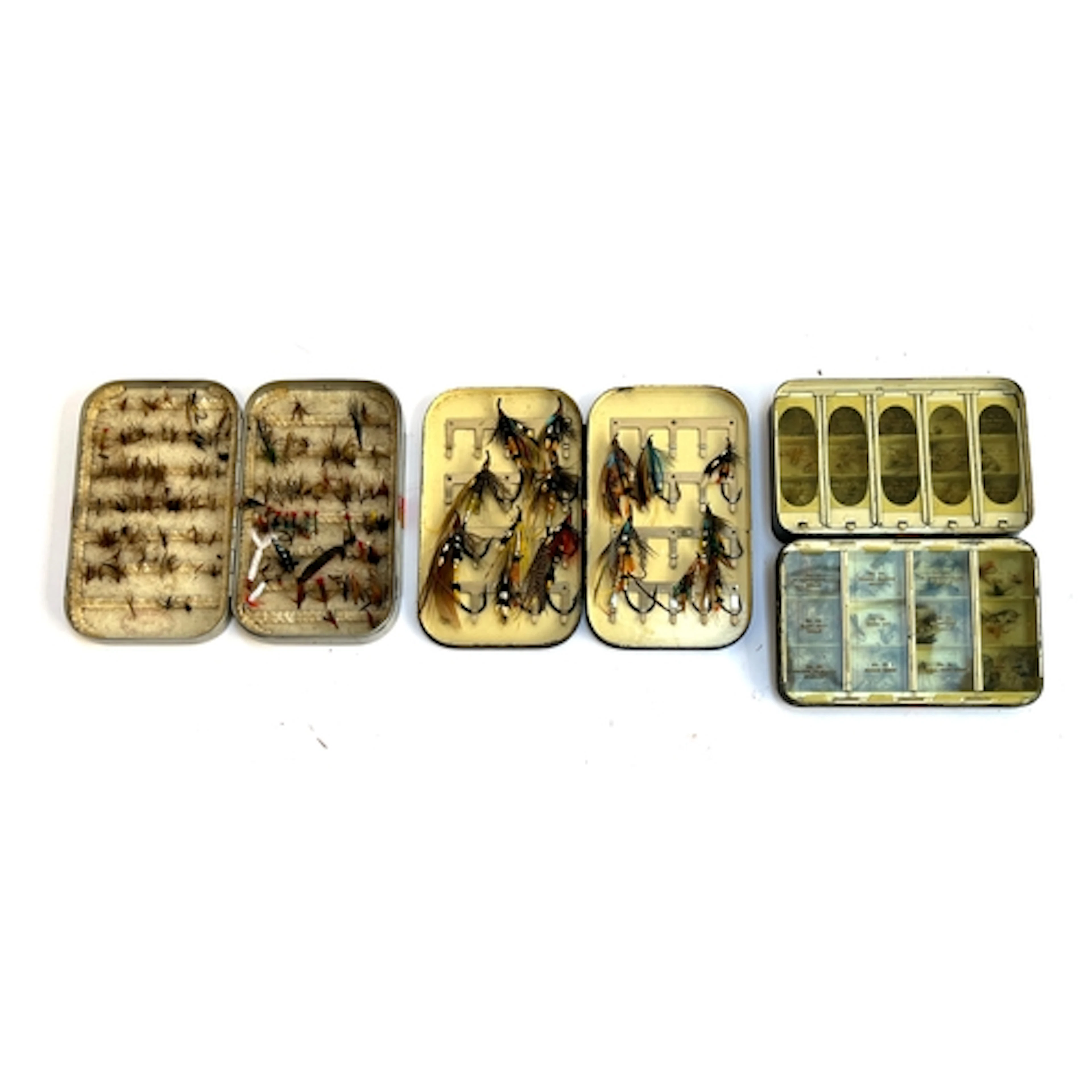 Two vintage Hardy Bros Alnwick fly boxes containing a quanti...
