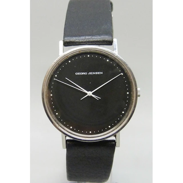 A Georg Jensen wristwatch with black dial, 39mm including cr...