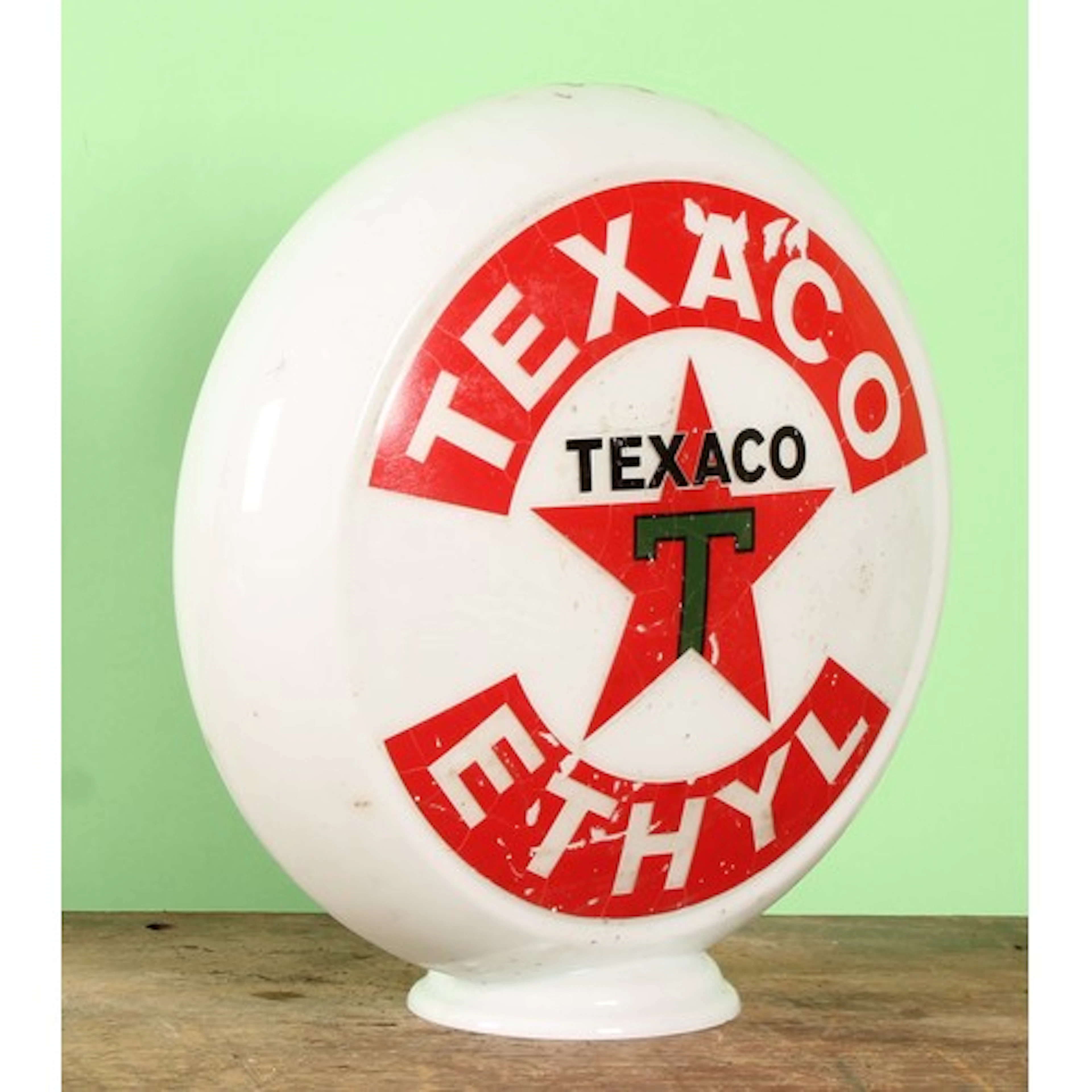 Advertising - Petroliana - a vintage glass circular petrol p...