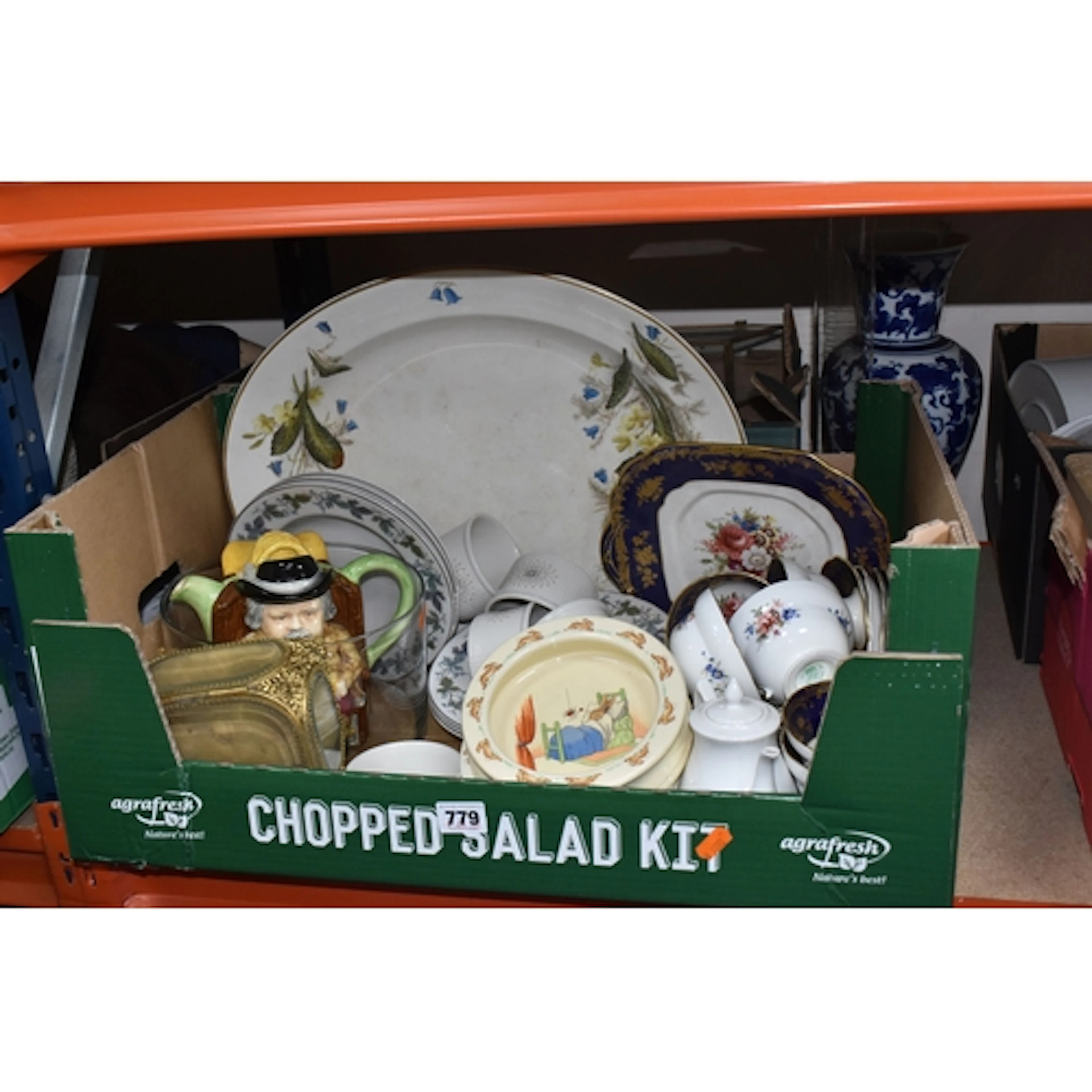 TWO BOXES AND LOOSE OF MAINLY HOUSEHOLD CERAMICS AND GLASSWA...