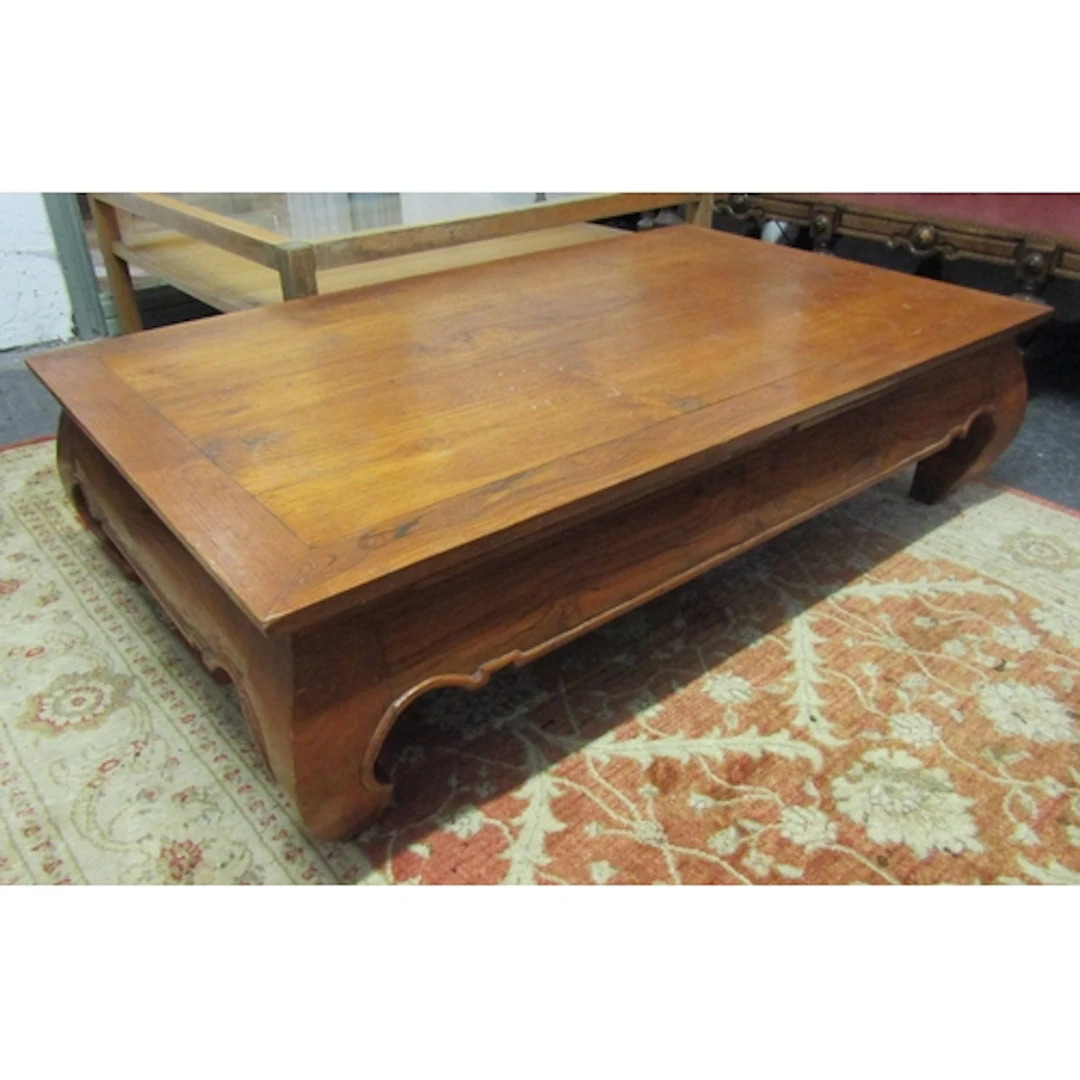 Rectangular Form Coffee Table Hardwood Shaped Supports Appro...