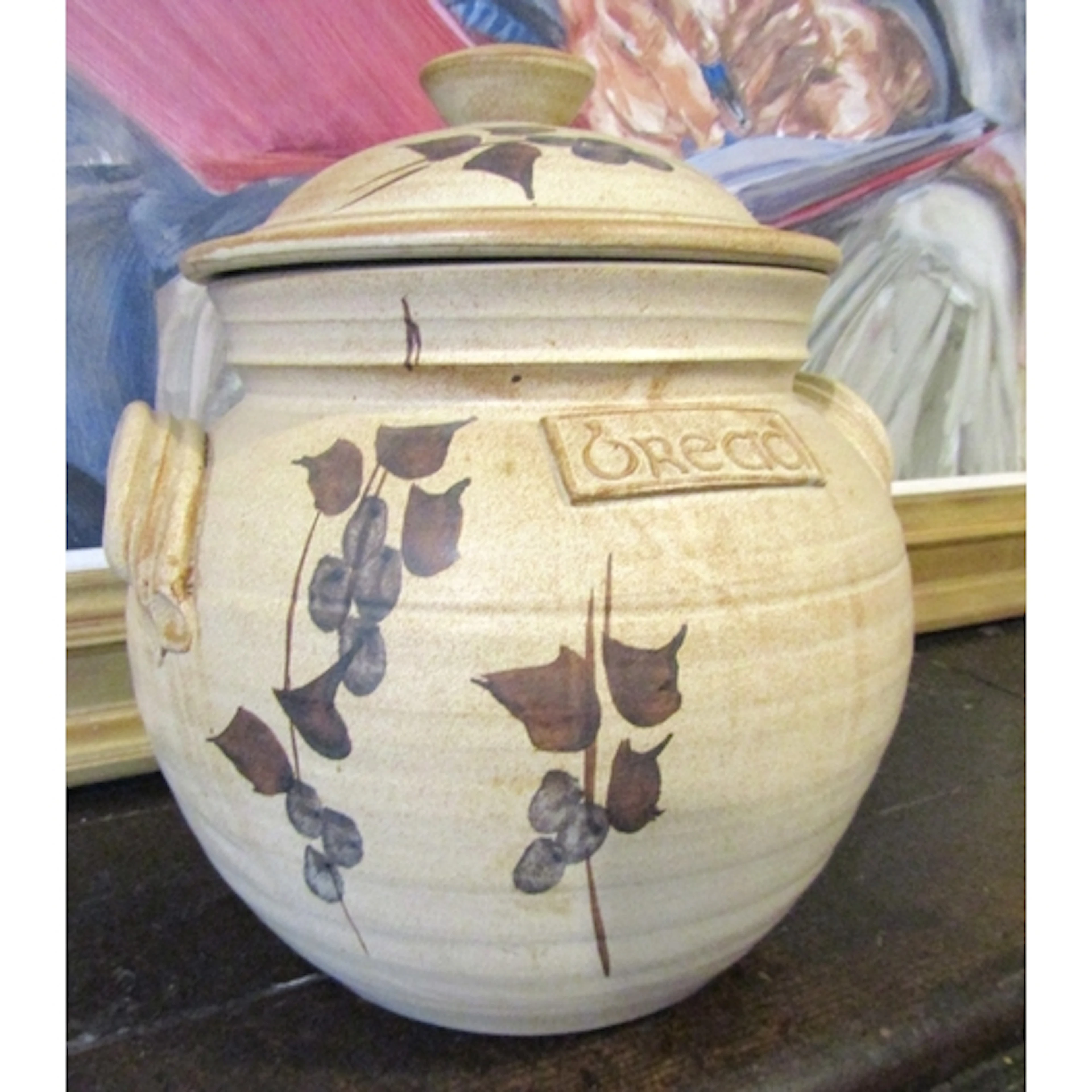Large Bread Pail with Original Cover Fired Earthenware with ...