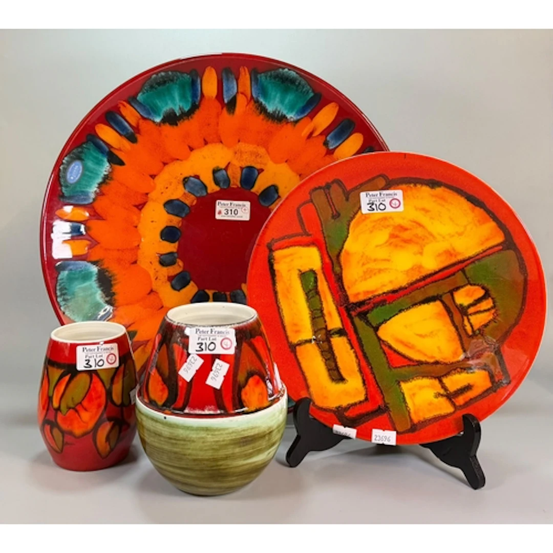 Collection of Poole Pottery to include: large 'Volcano' char...