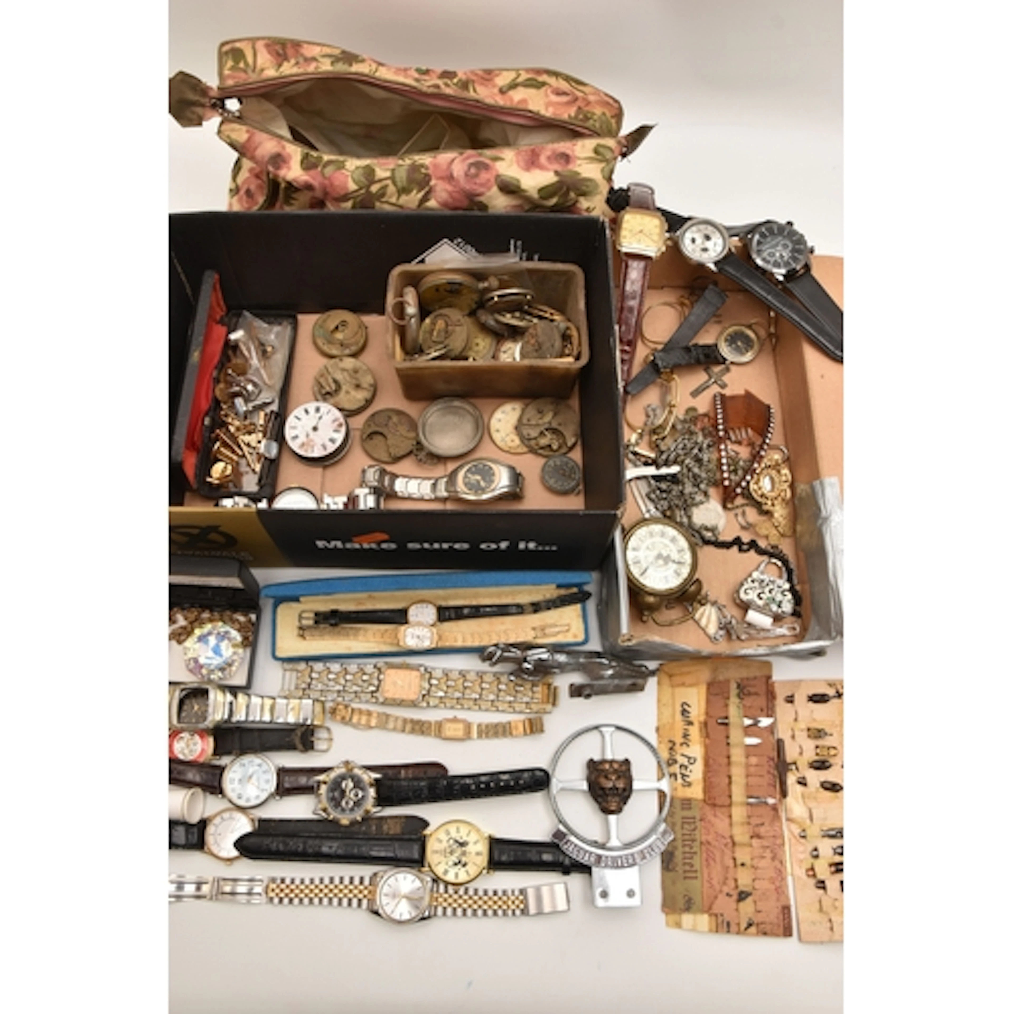 A BOX OF ASSORTED ITEMS, to include an assortment of ladies ...