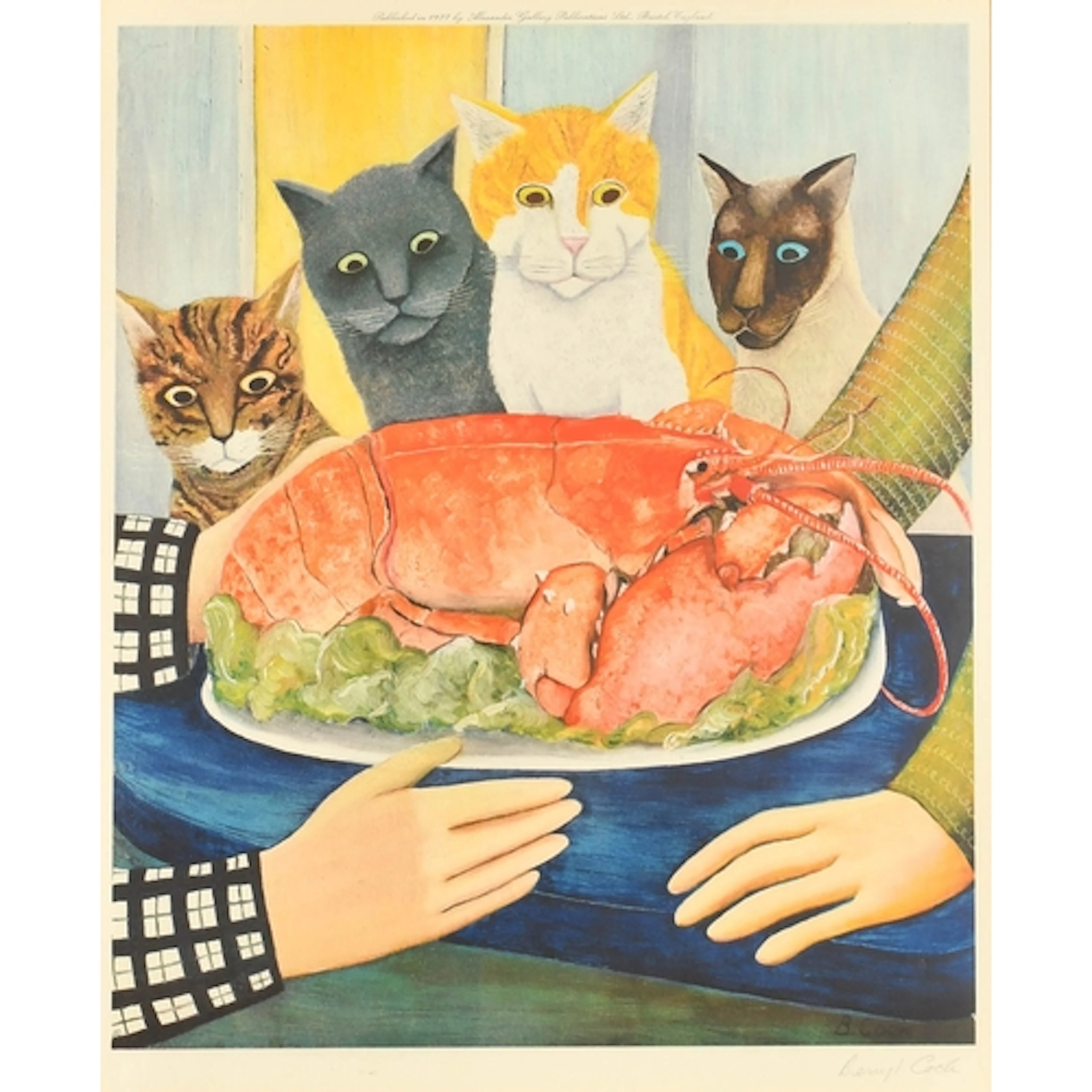 Beryl Cook (1926-2008) British. "Four Hungry Cats", Lithogra...