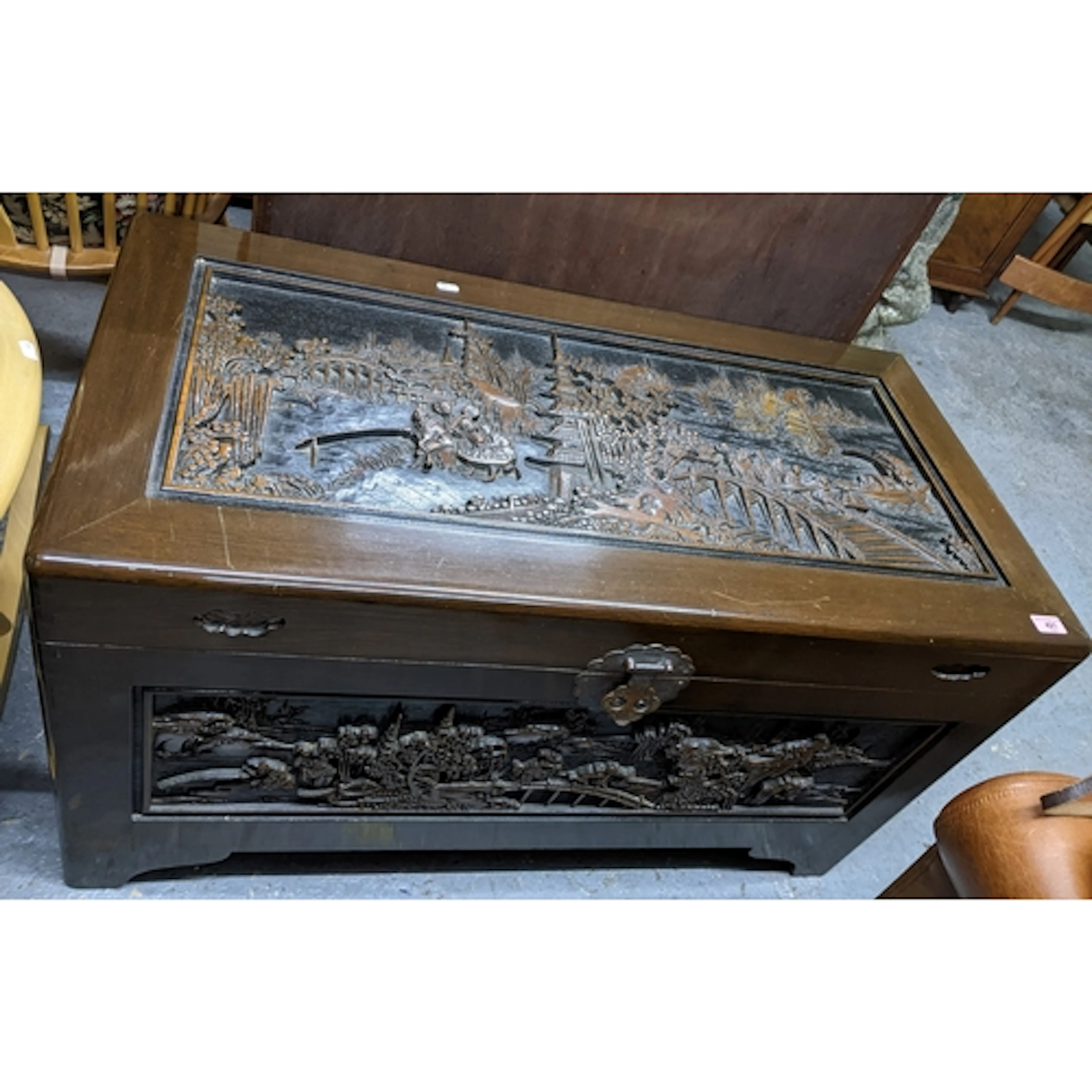 An Asian, The Old Capital Furniture, carved camphor wood che...