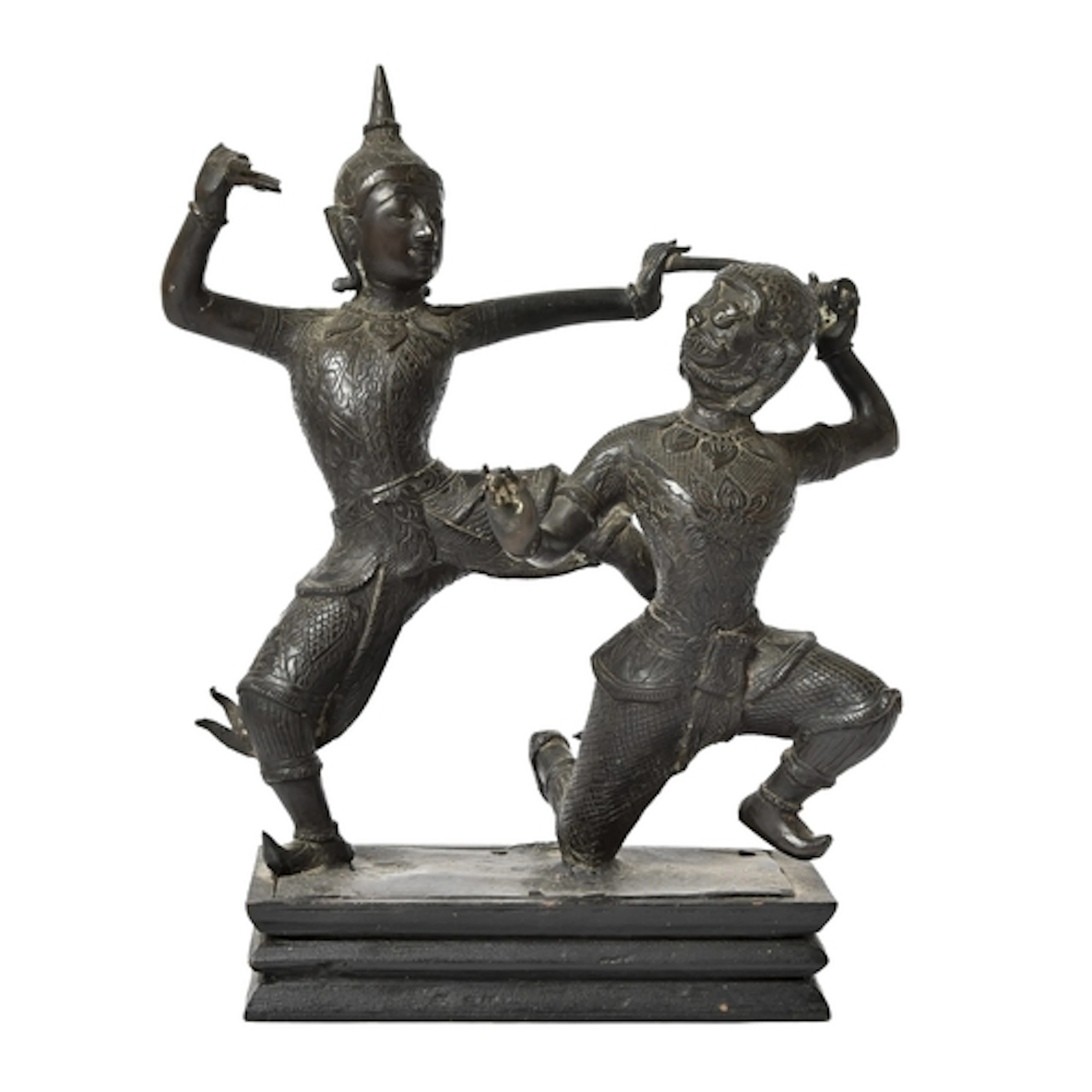 A Thai bronze statuette of Phra Ram and Hanuman from the Ram...