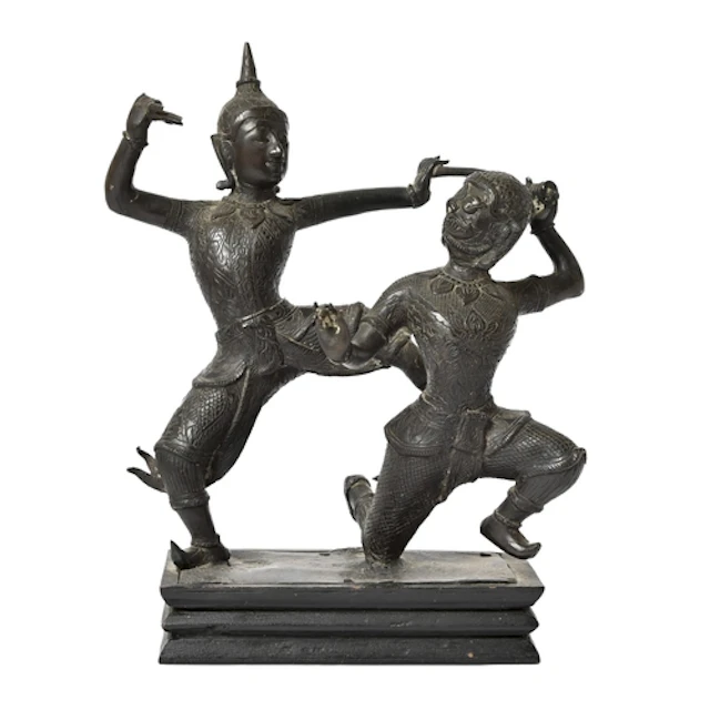 A Thai bronze statuette of Phra Ram and Hanuman from the Ram...