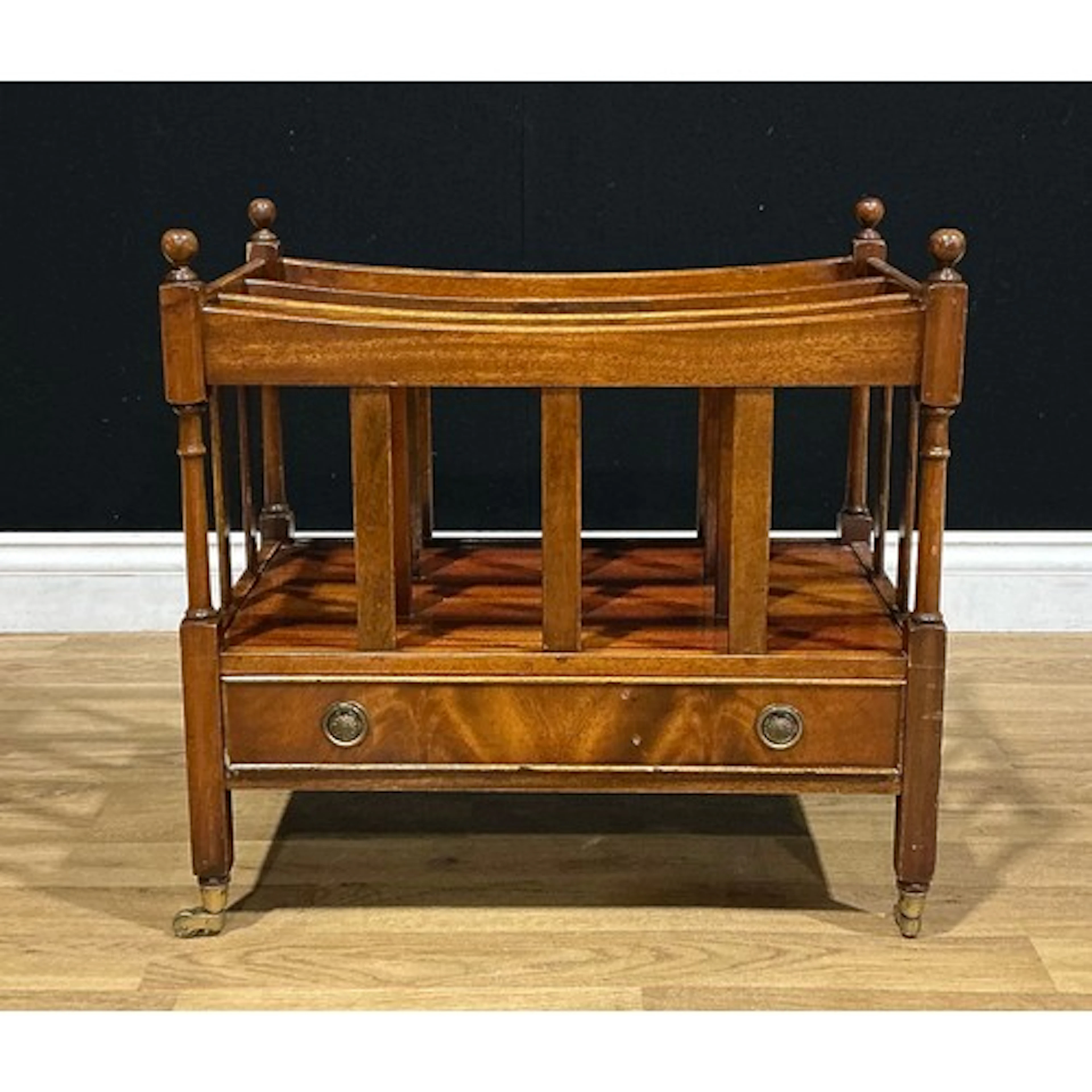A George III style mahogany three-section Canterbury, long d...