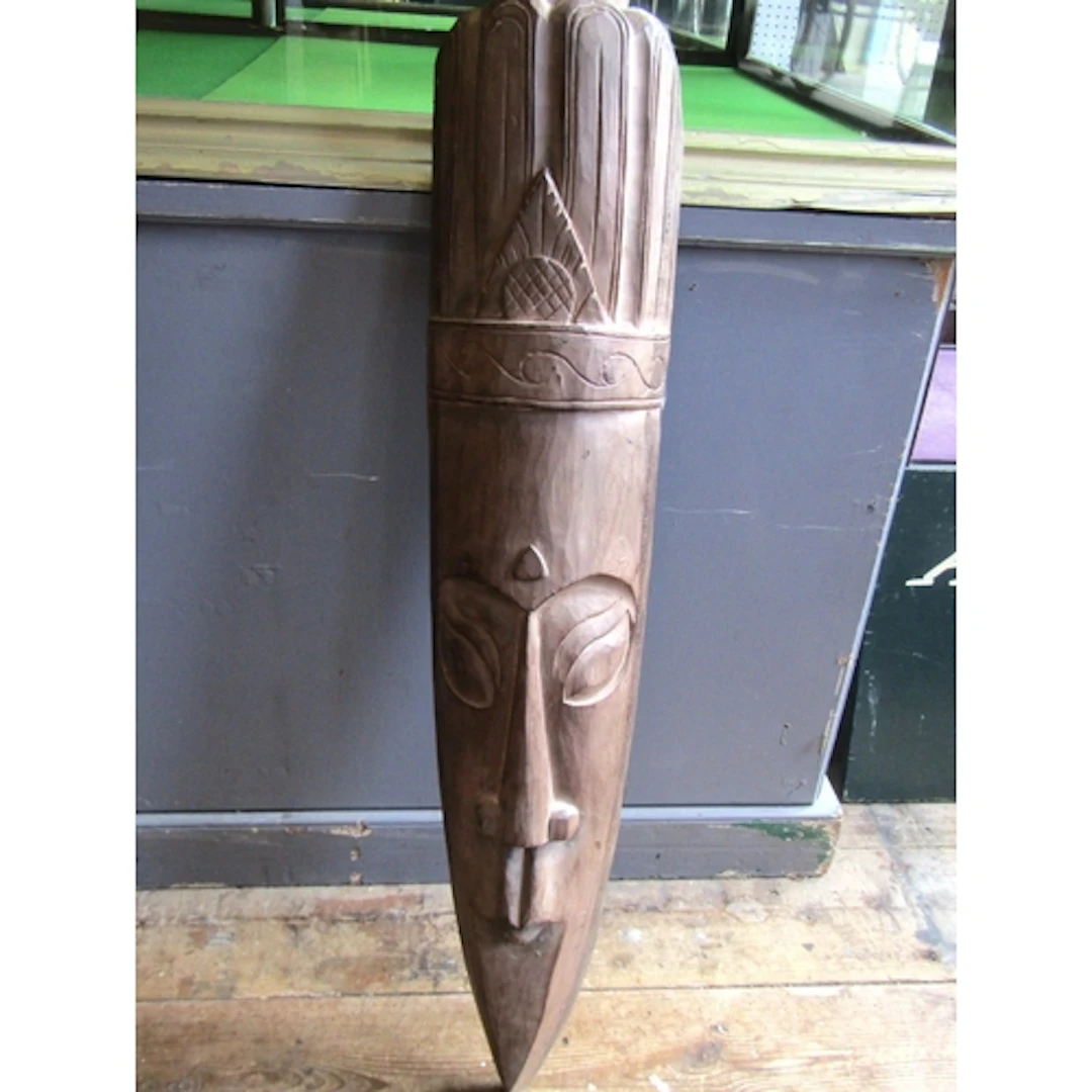 Old Carved Wood Tribal Head Figure Approximately 30 Inches H...