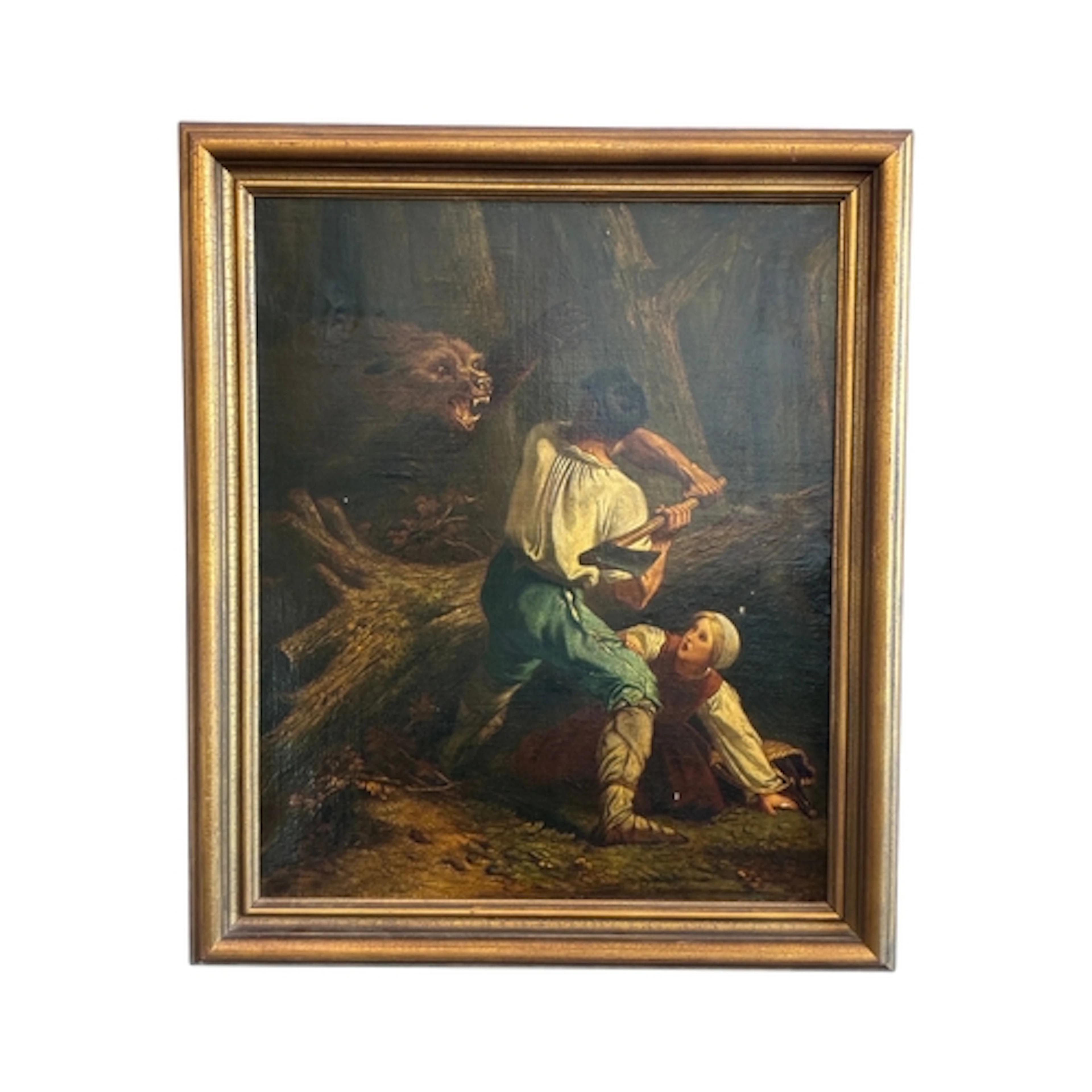 After Charles Verlat (1824-1890) - Bear attacking a lumberja...
