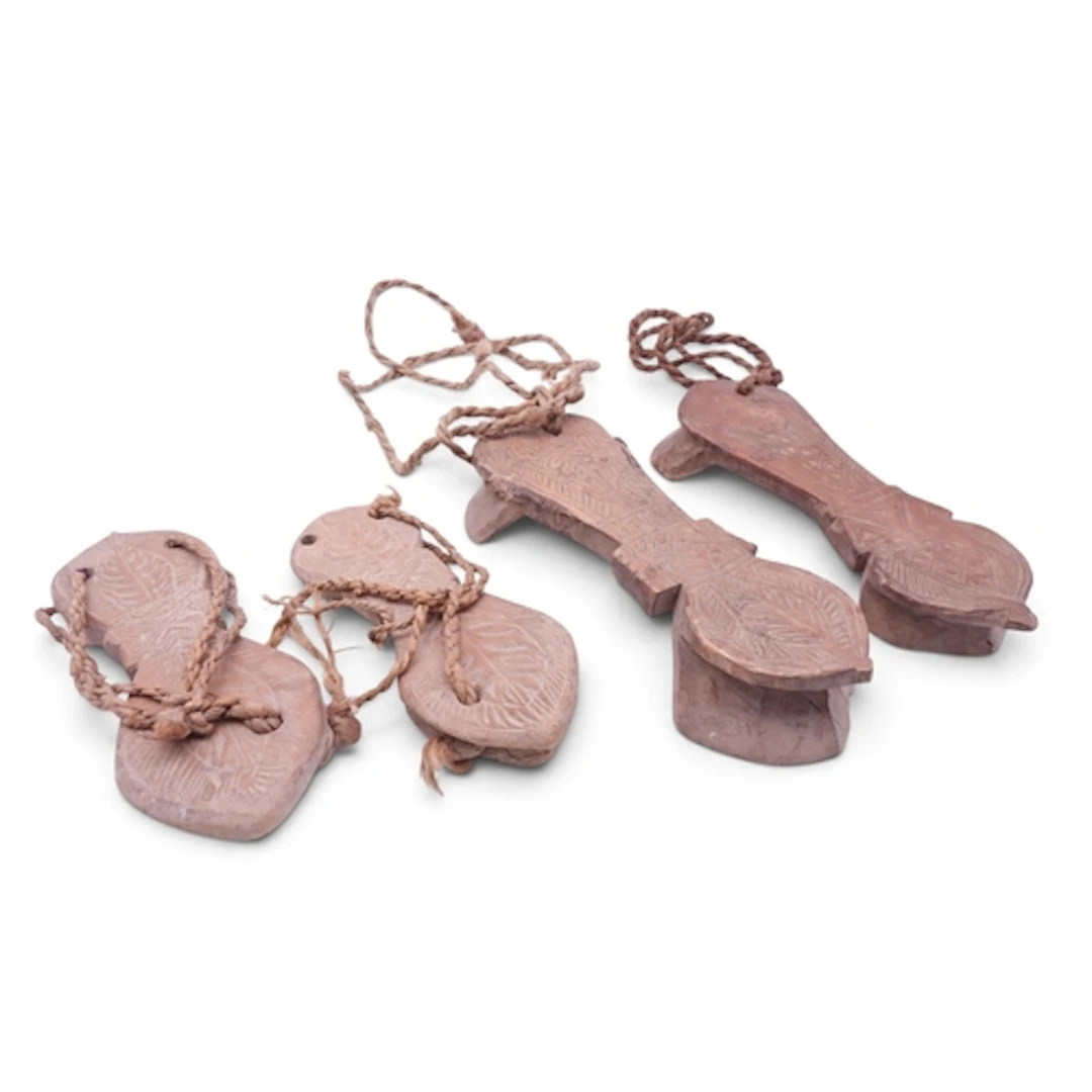 Four Pakistan Swat carved sandals 20 to 23cm long (4)...