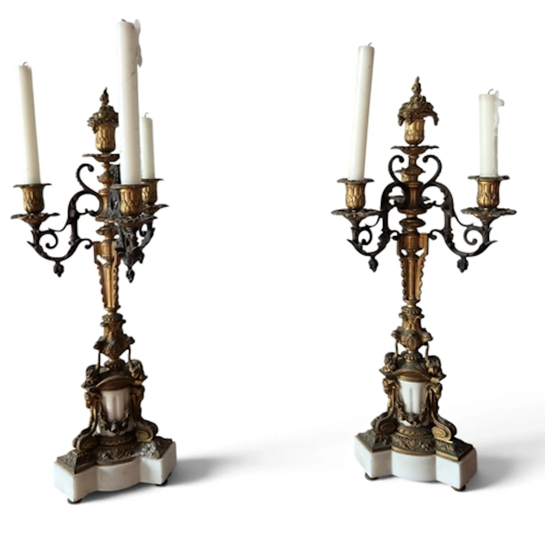 A fabulous pair of 19th Century three branch Bronze and Ormo...