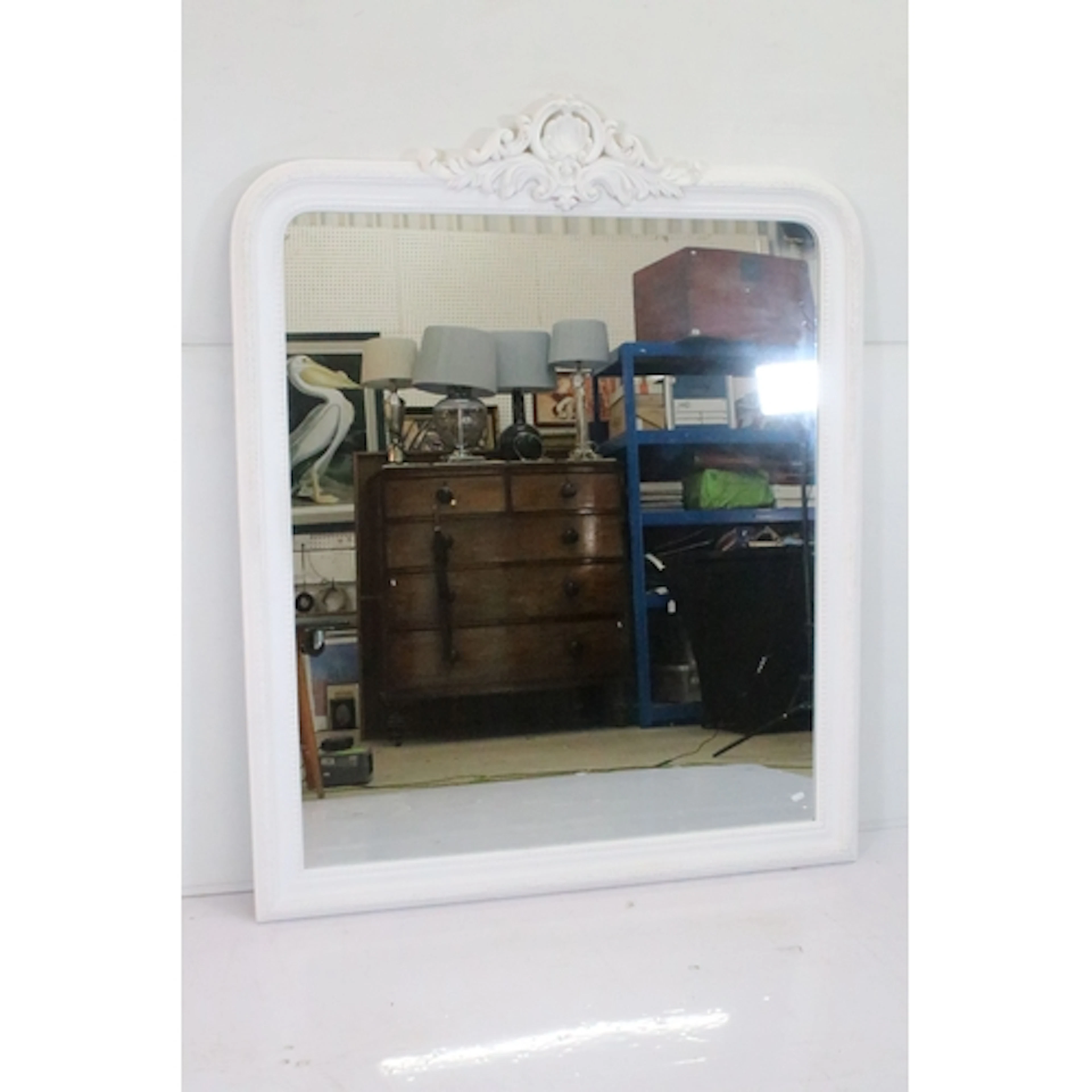Large contemporary overmantel mirror, having rounded rectang...