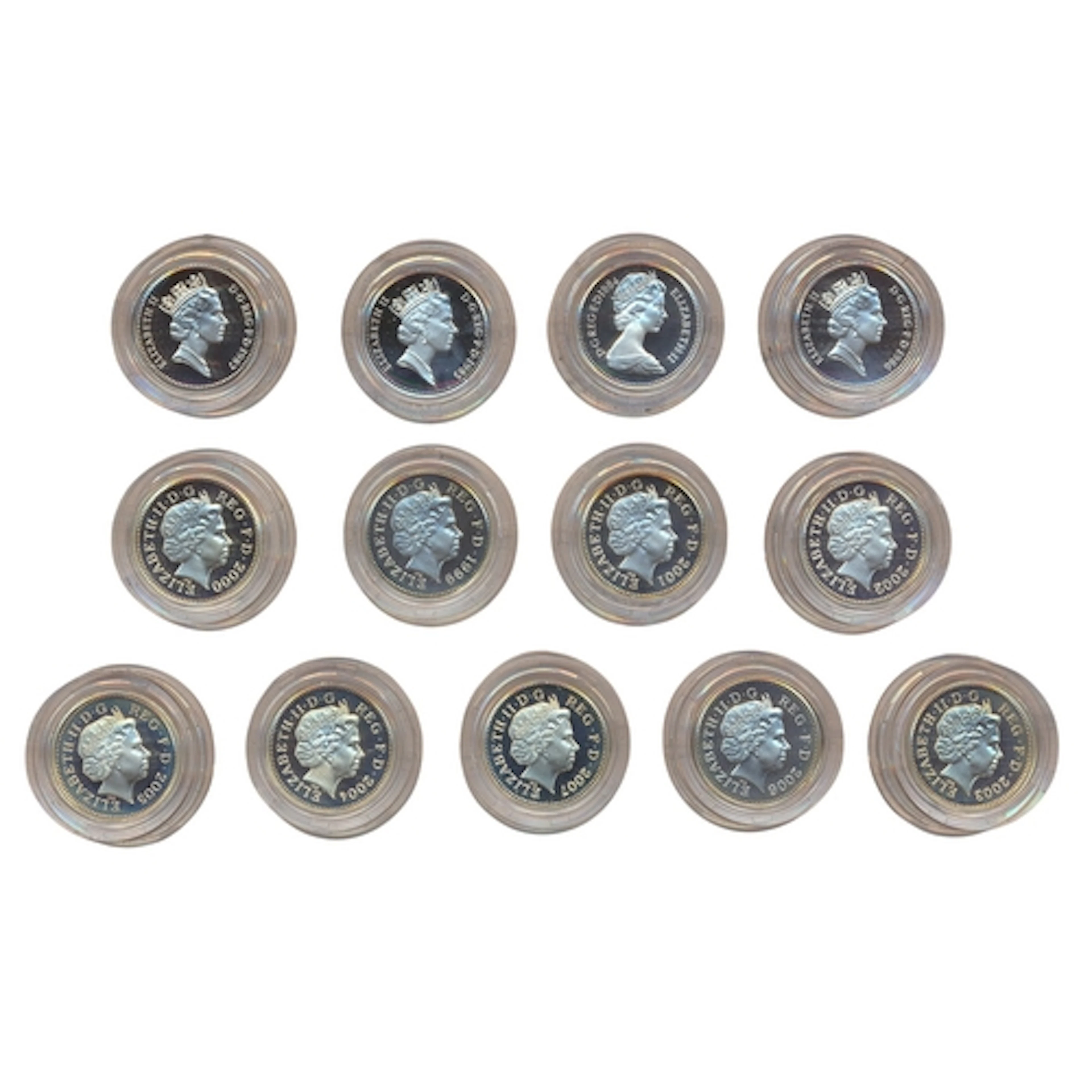 Collection of boxed silver proofs FDC, includes 2003-2007 £1...