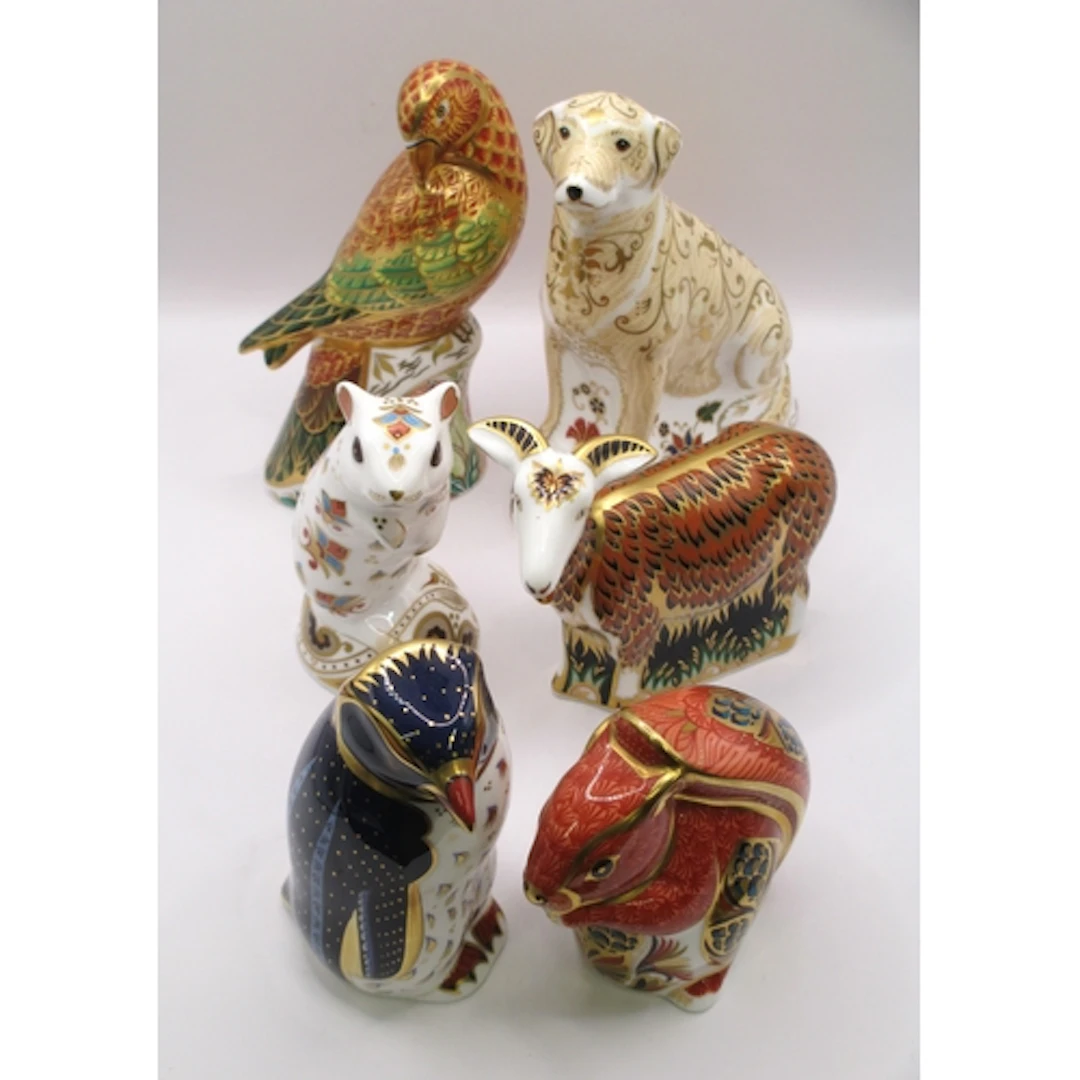 Group of six Royal Crown Derby paperweights, ' Nanny Goat ',...