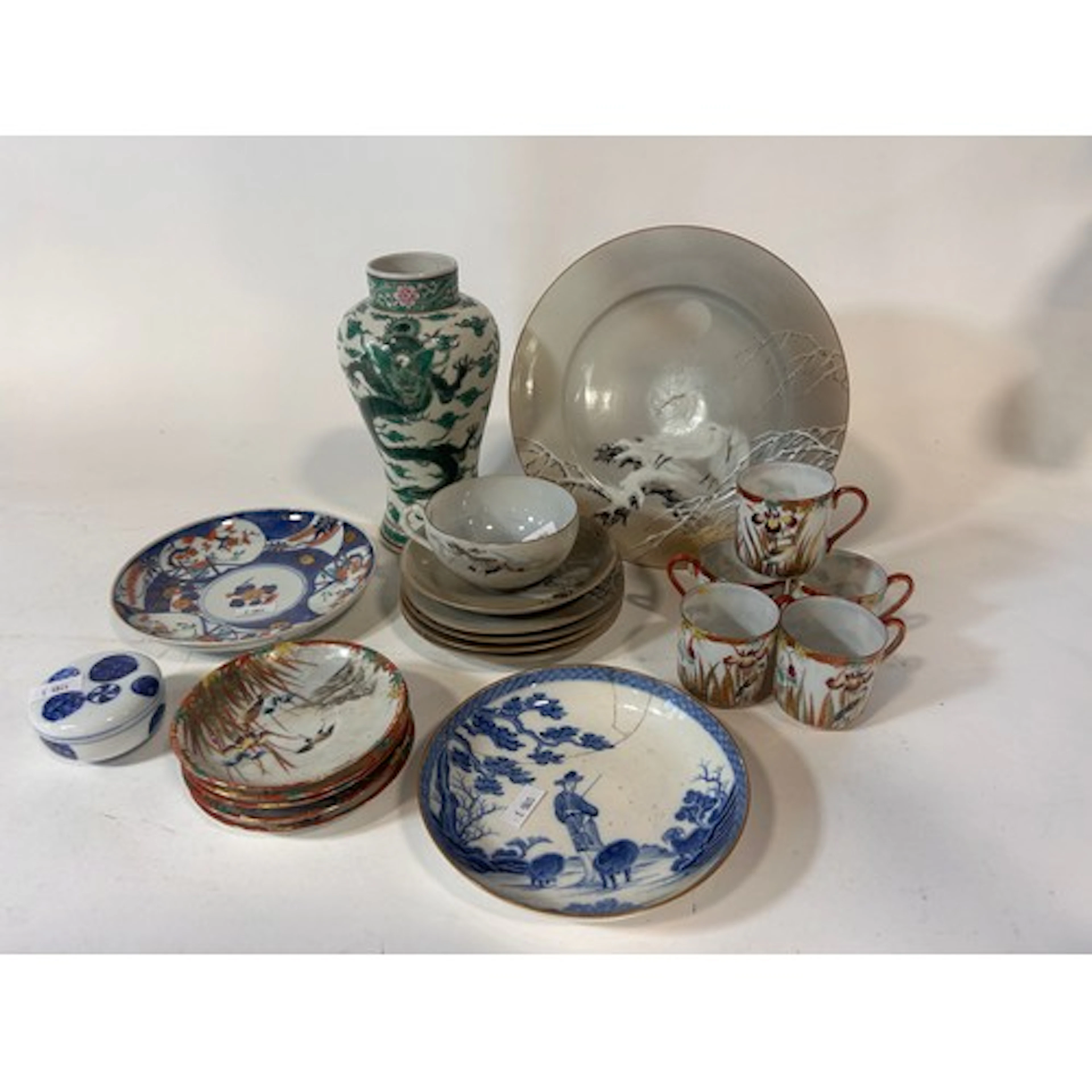 A collection of Chinese porcelains including an inverted bal...
