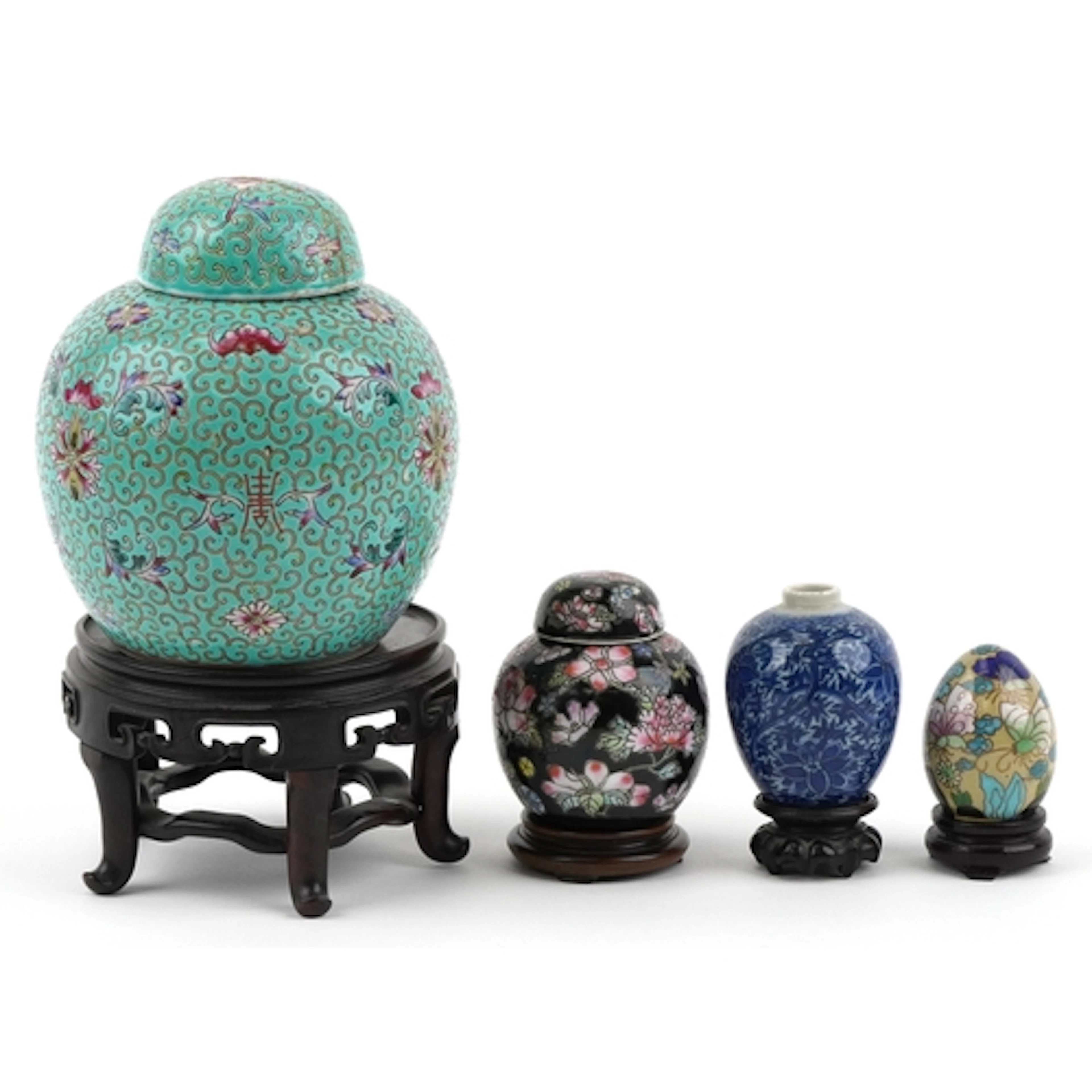 Chinese porcelain ginger jars including an enamelled turquoi...