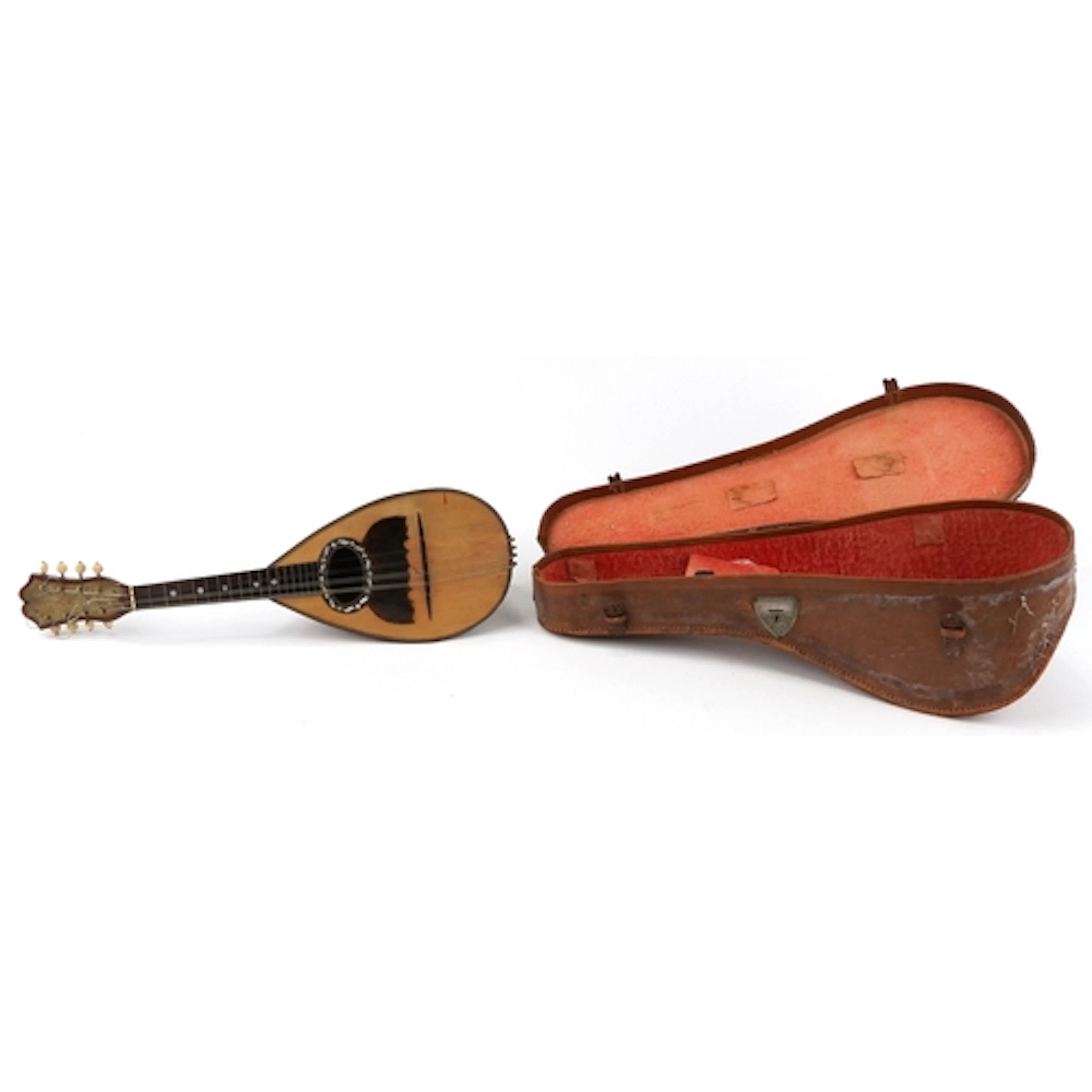 Antique inlaid rosewood mandolin bearing a Domenico Zanoni p...