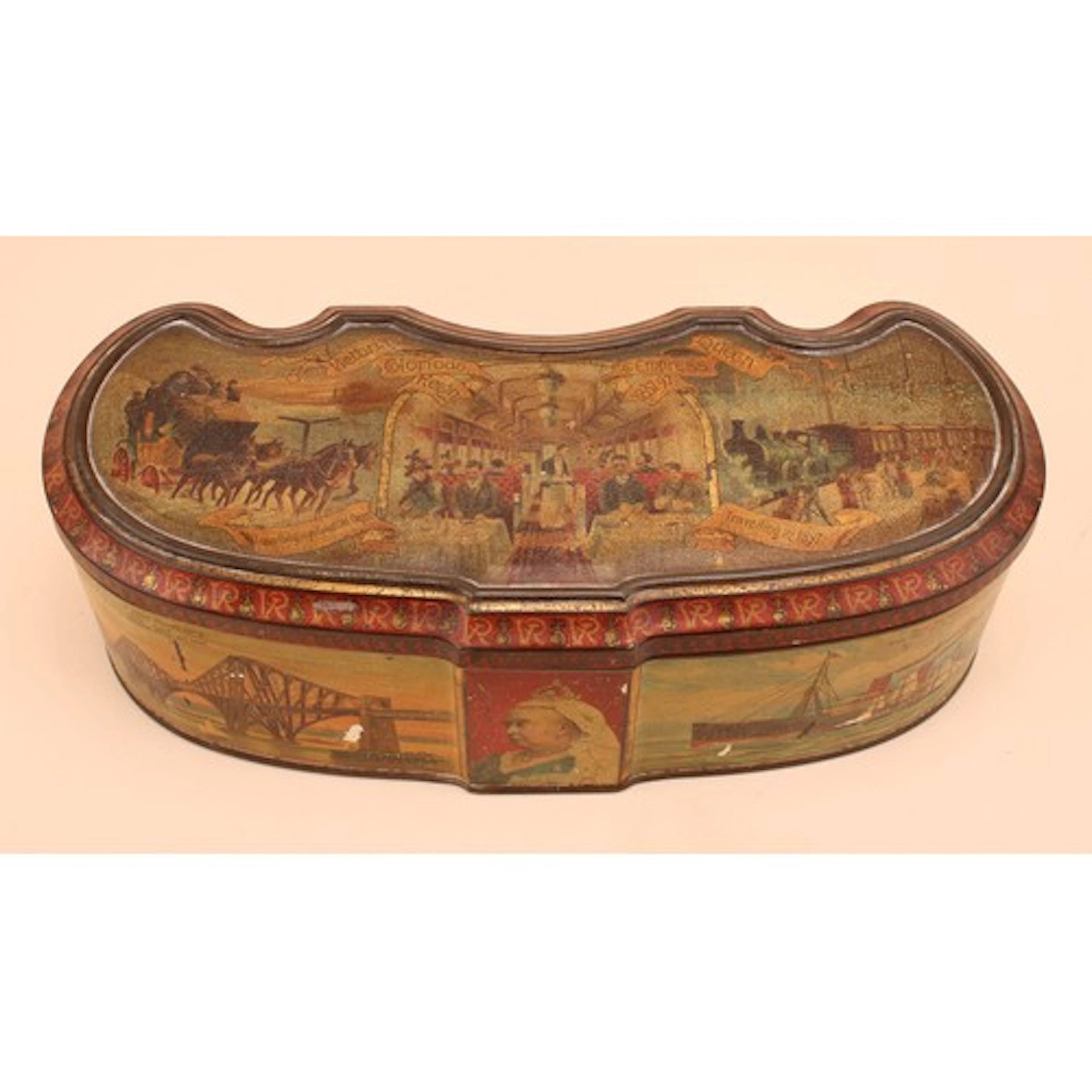 Advertising Tins - a late 19th century shaped serpentine pic...