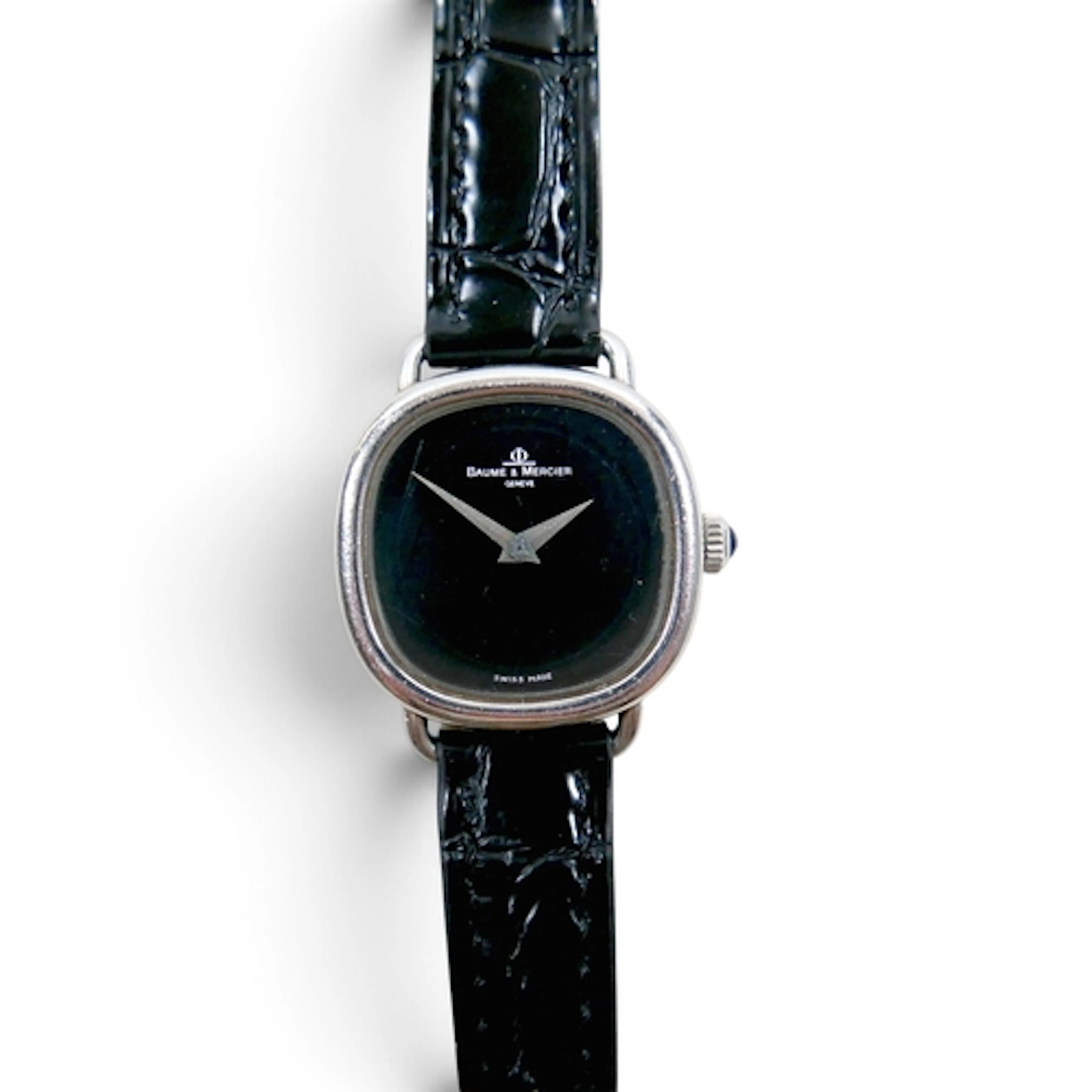 A BAUME & MERCIER STAINLESS STEEL LADY'S WRISTWATCH. 25mm ca...